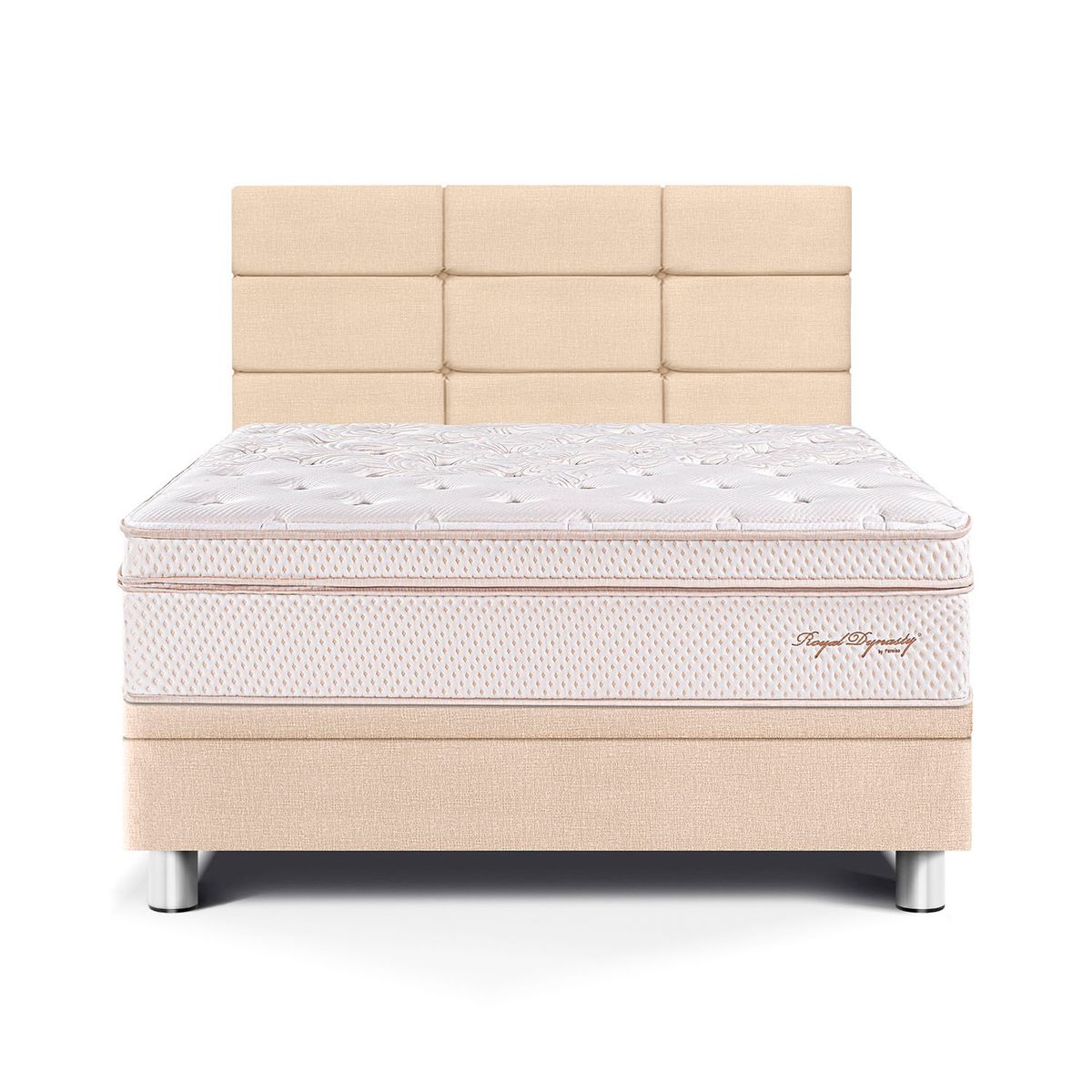 PARAISO - Dormitorio Boxet Blocks Royal Dynasty 1.5 Plz Champagne + Almohada Viscoelástica