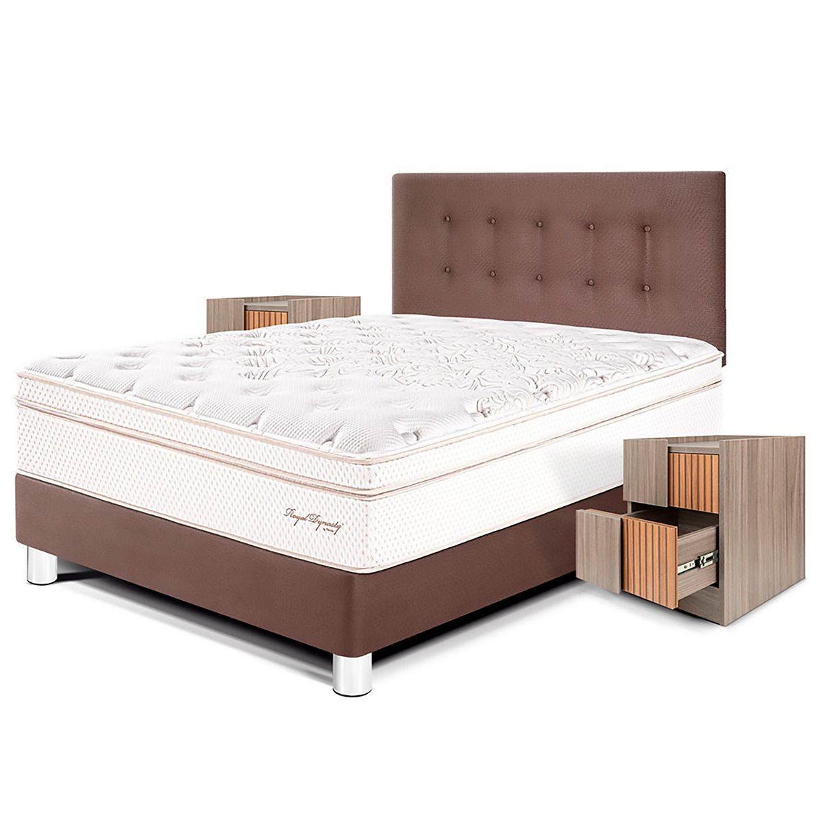 PARAISO - Dormitorio Royal Dynasty 2 Plz + 2 Veladores Han + 2 Almohadas Viscoelásticas