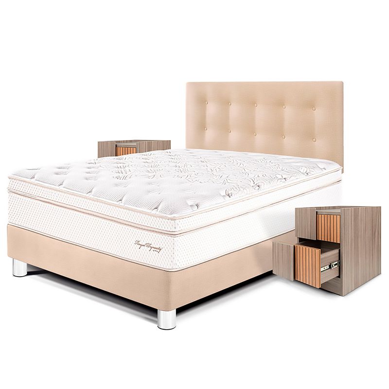 PARAISO - Dormitorio Royal Dynasty 2 Plz + 2 Veladores Han + 2 Almohadas Viscoelásticas + Protector