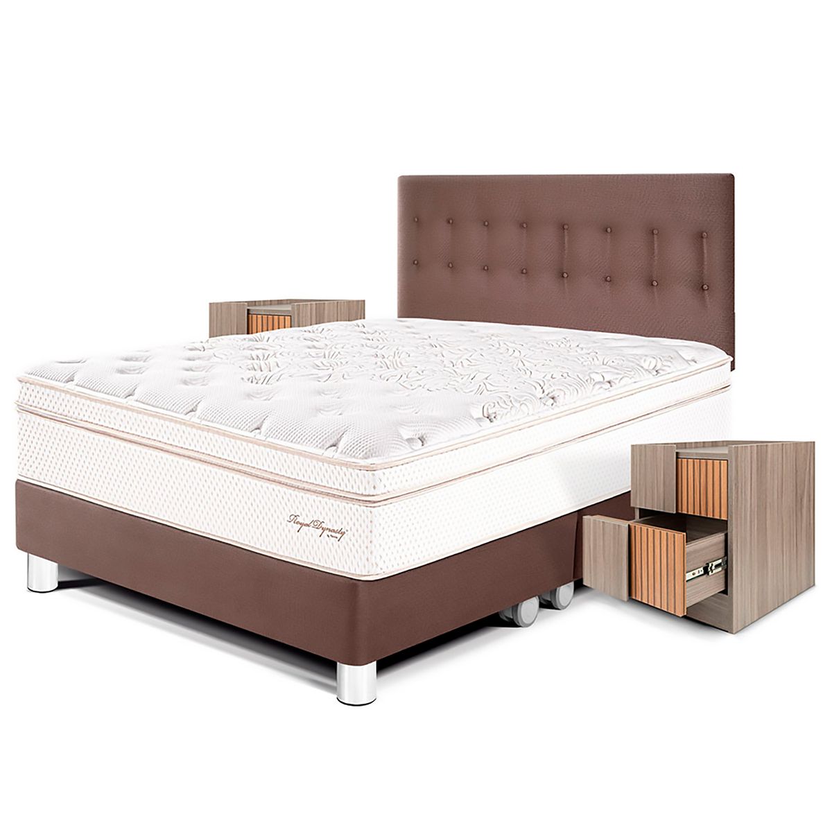 PARAISO - Dormitorio Royal Dynasty King + 2 Veladores Han + 2 Almohadas Viscoelásticas