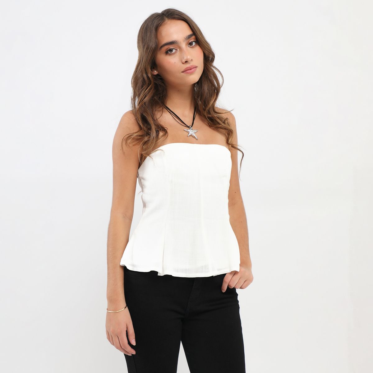 DENIMLAB - Top Strapless Peplum Mujer Denimlab