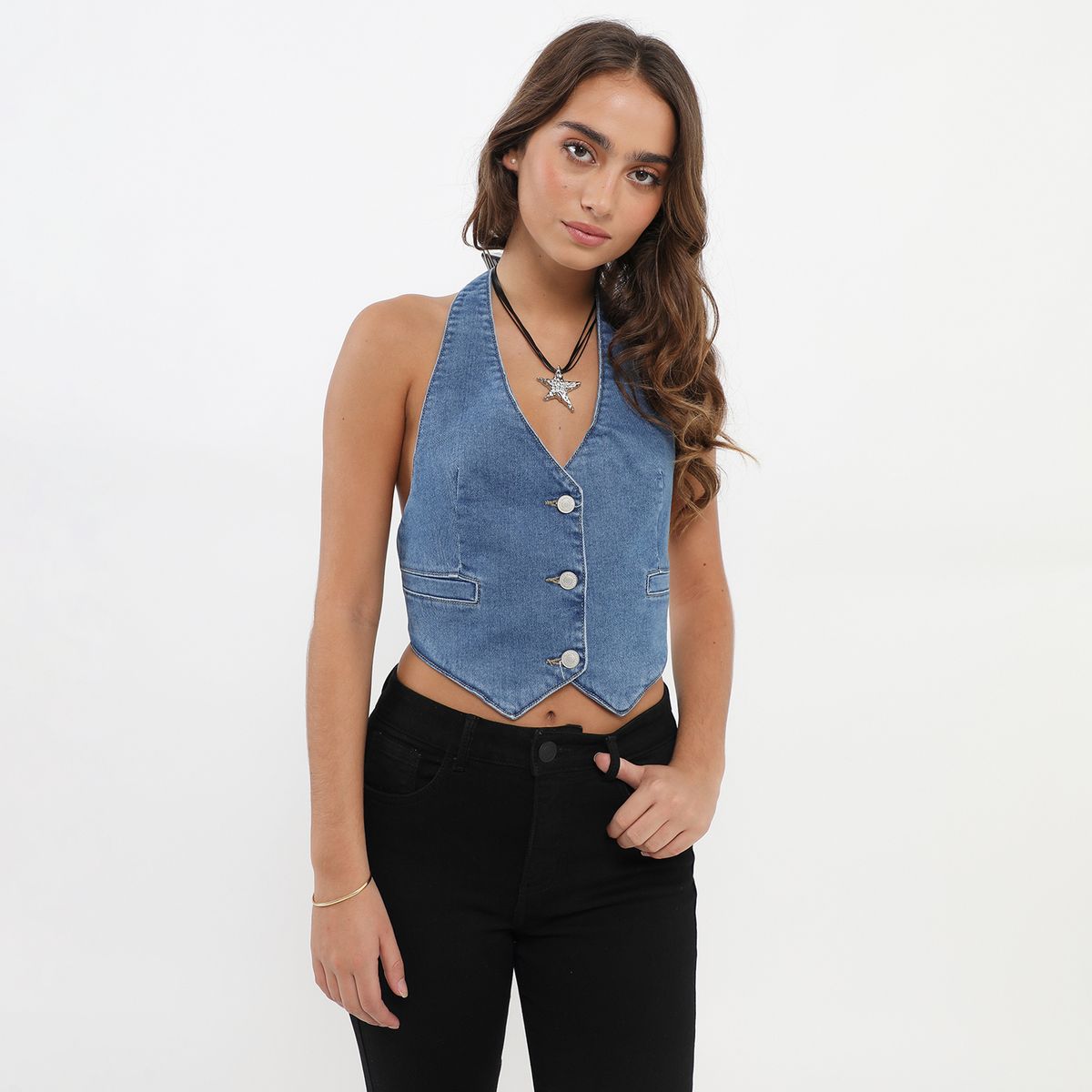DENIMLAB - Top Halter Denim Mujer Denimlab