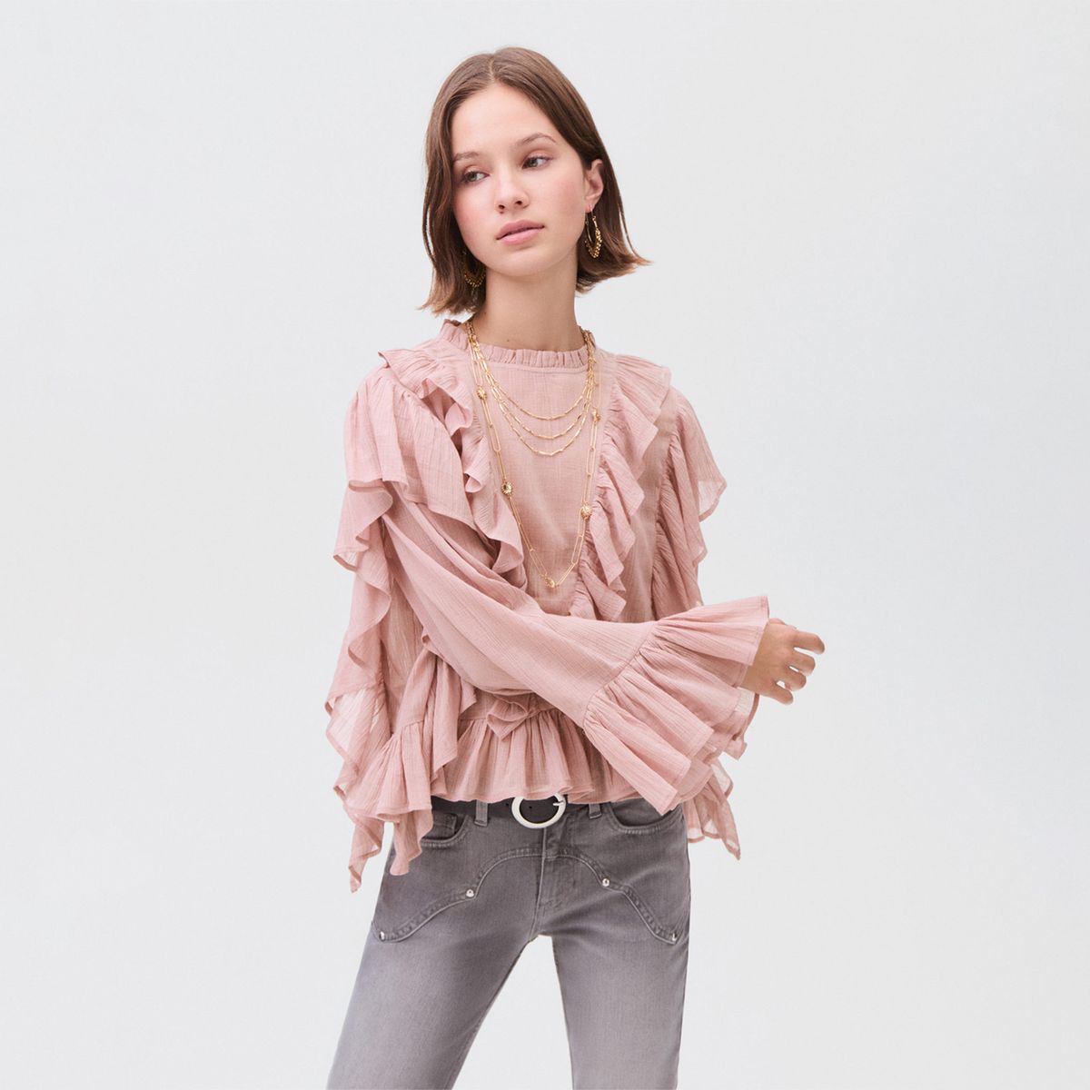 MANGO TEEN - Blusa Manga Larga Mujer Mango Teen