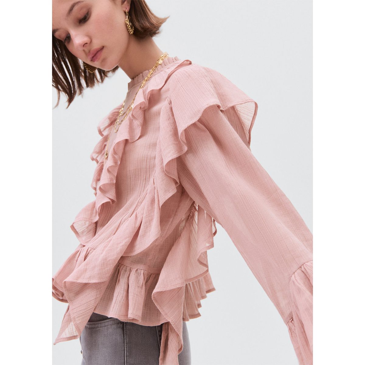 MANGO TEEN - Blusa Manga Larga Mujer Mango Teen