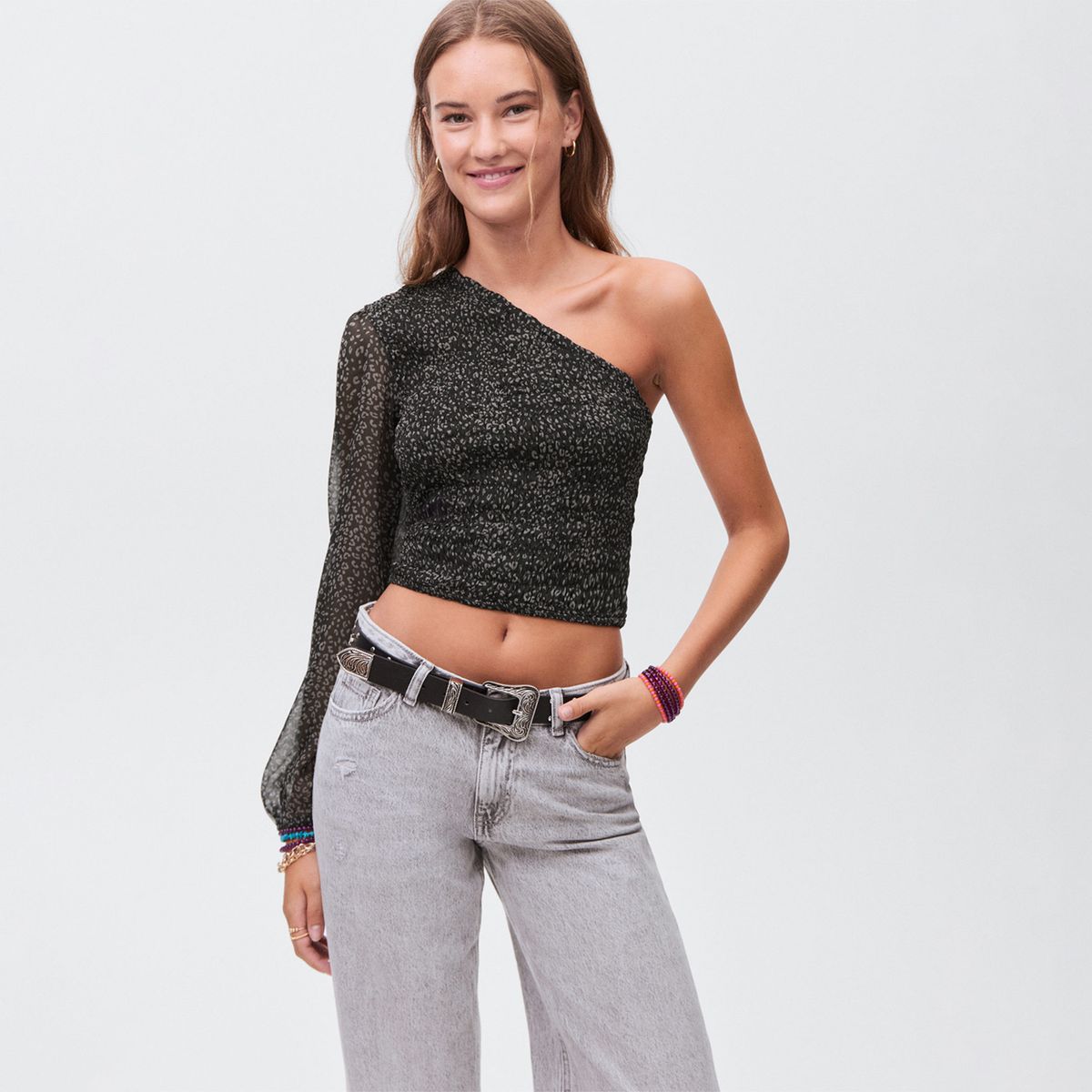 MANGO TEEN - Blusa Asimétrica Mujer Mango Teen