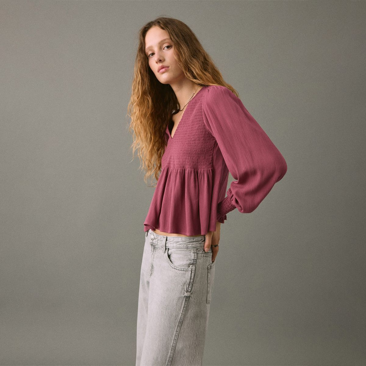 MANGO TEEN - Blusa Manga Larga Mujer Mango Teen