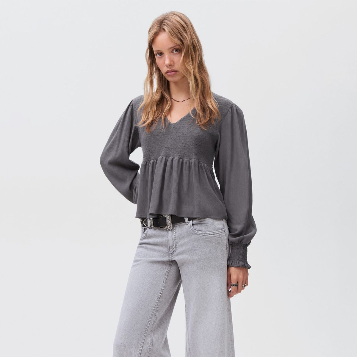 MANGO TEEN - Blusa Manga Larga Mujer Mango Teen
