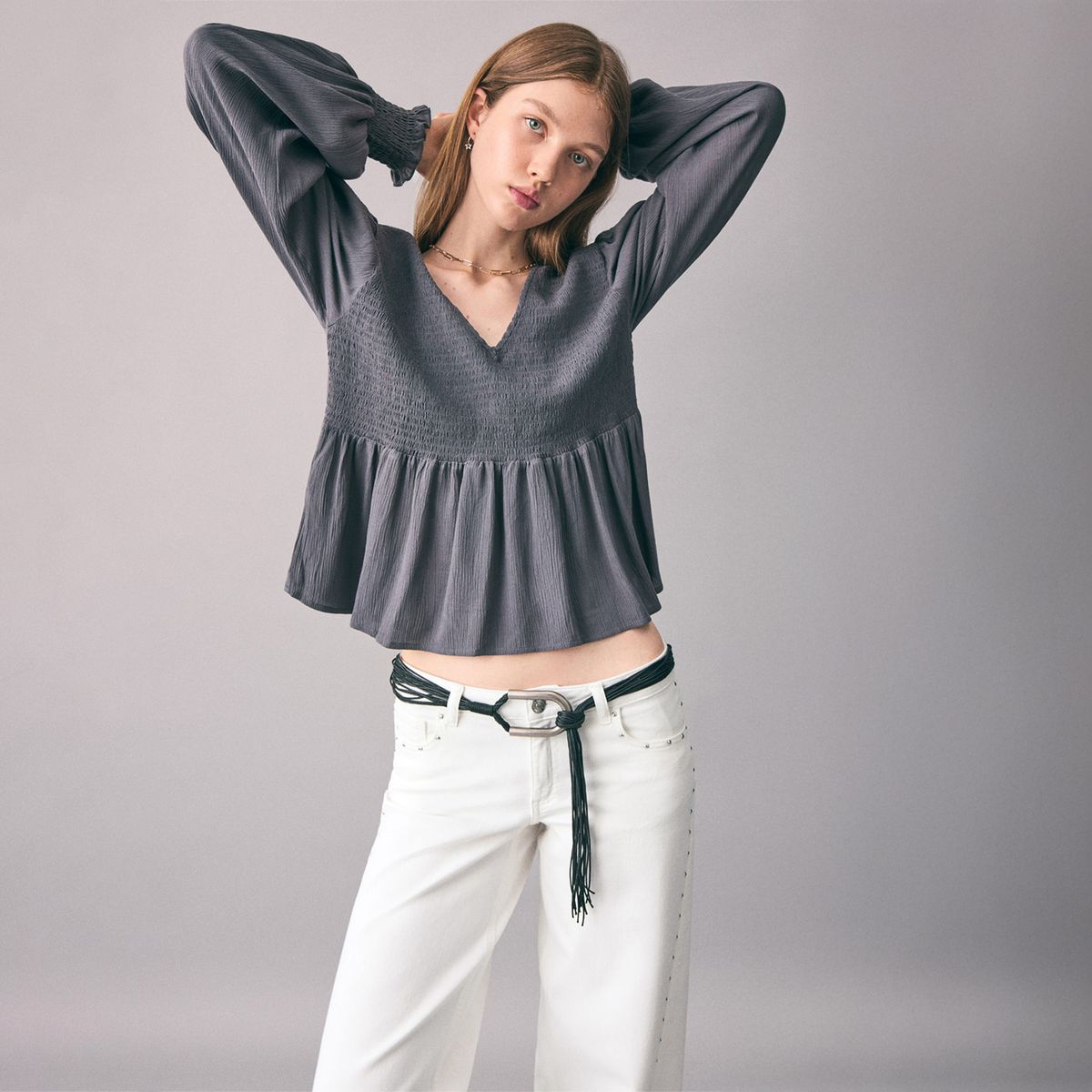 MANGO TEEN - Blusa Manga Larga Mujer Mango Teen