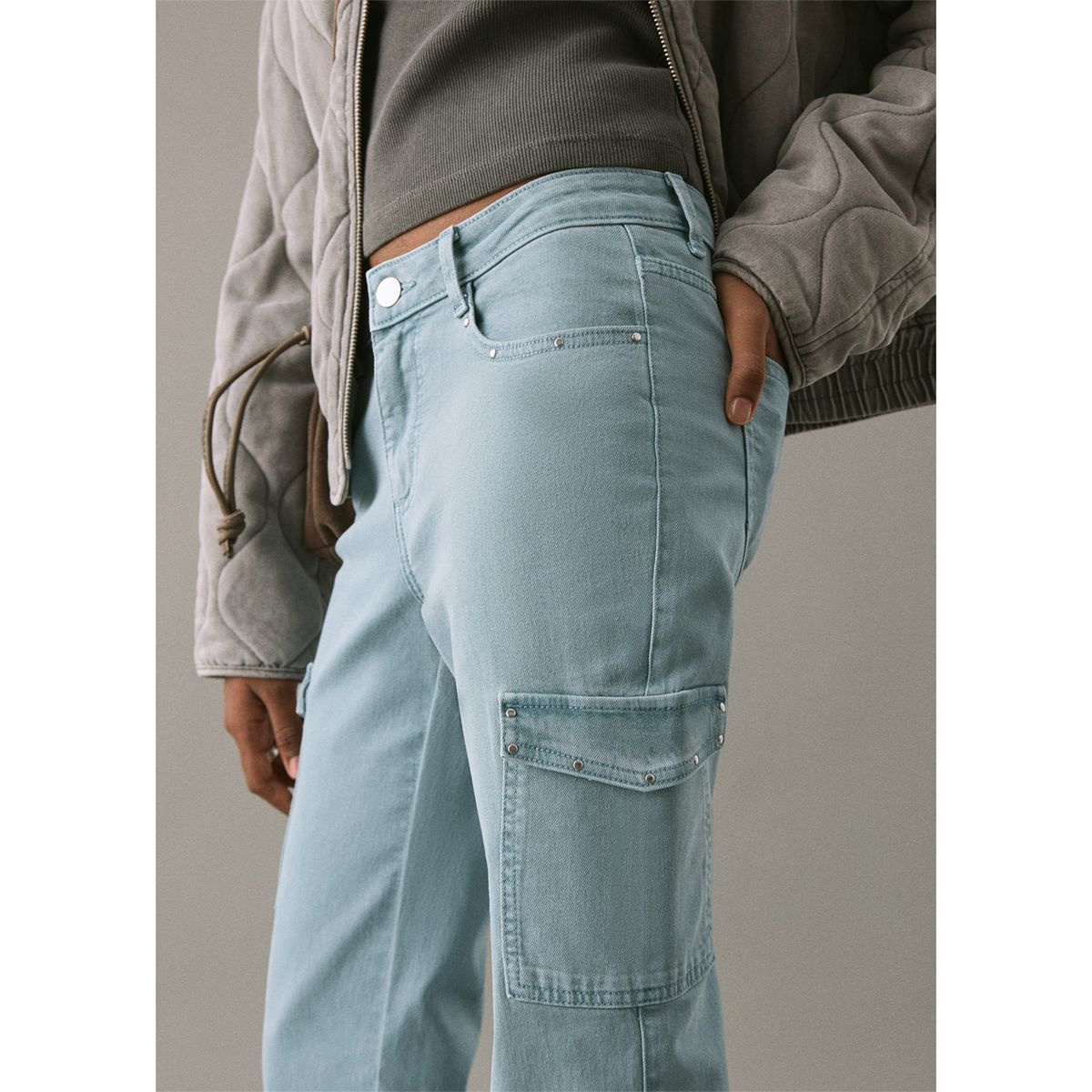 MANGO TEEN - Jean Flare Tiro Medio Mujer Mango Teen