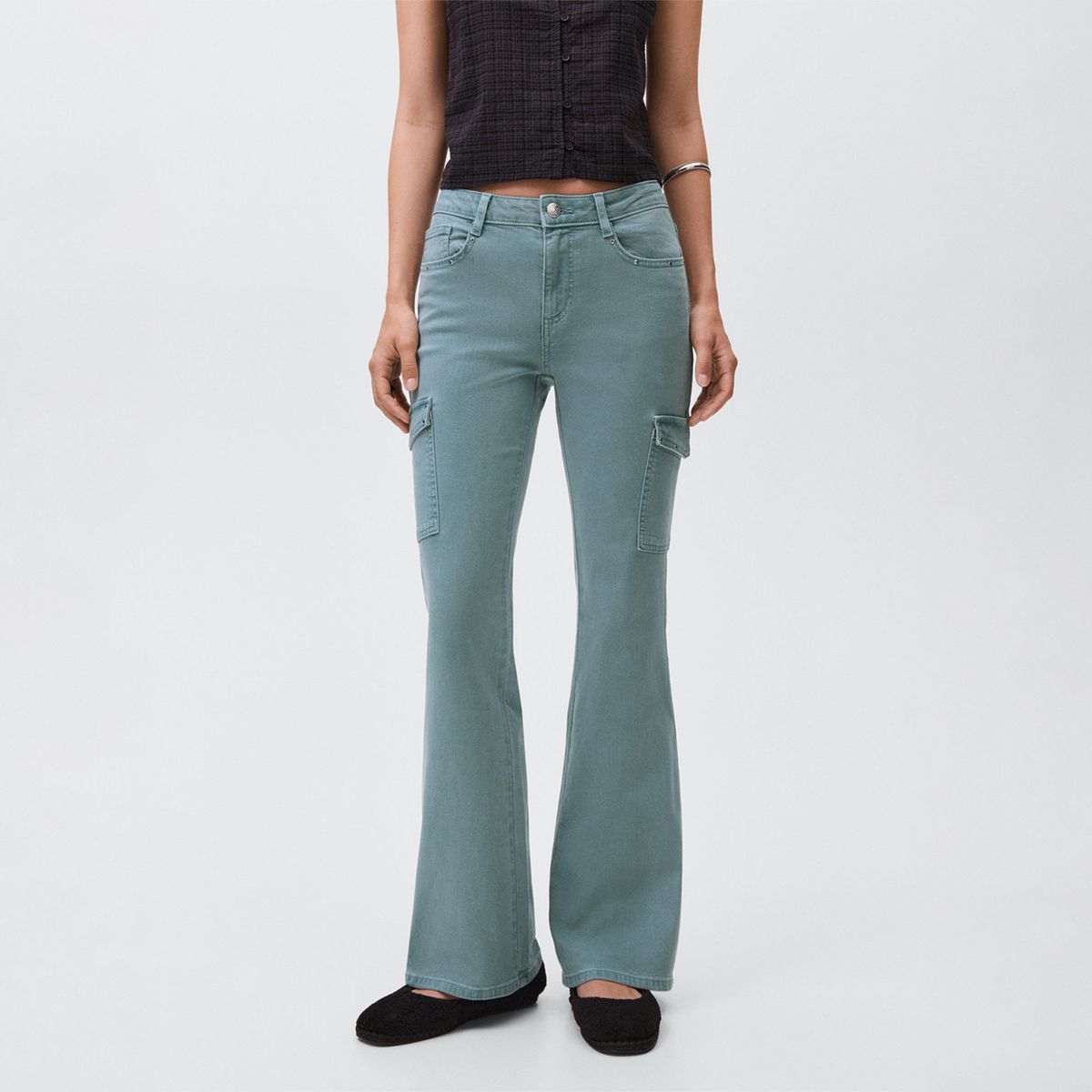 MANGO TEEN - Jean Flare Tiro Medio Mujer Mango Teen