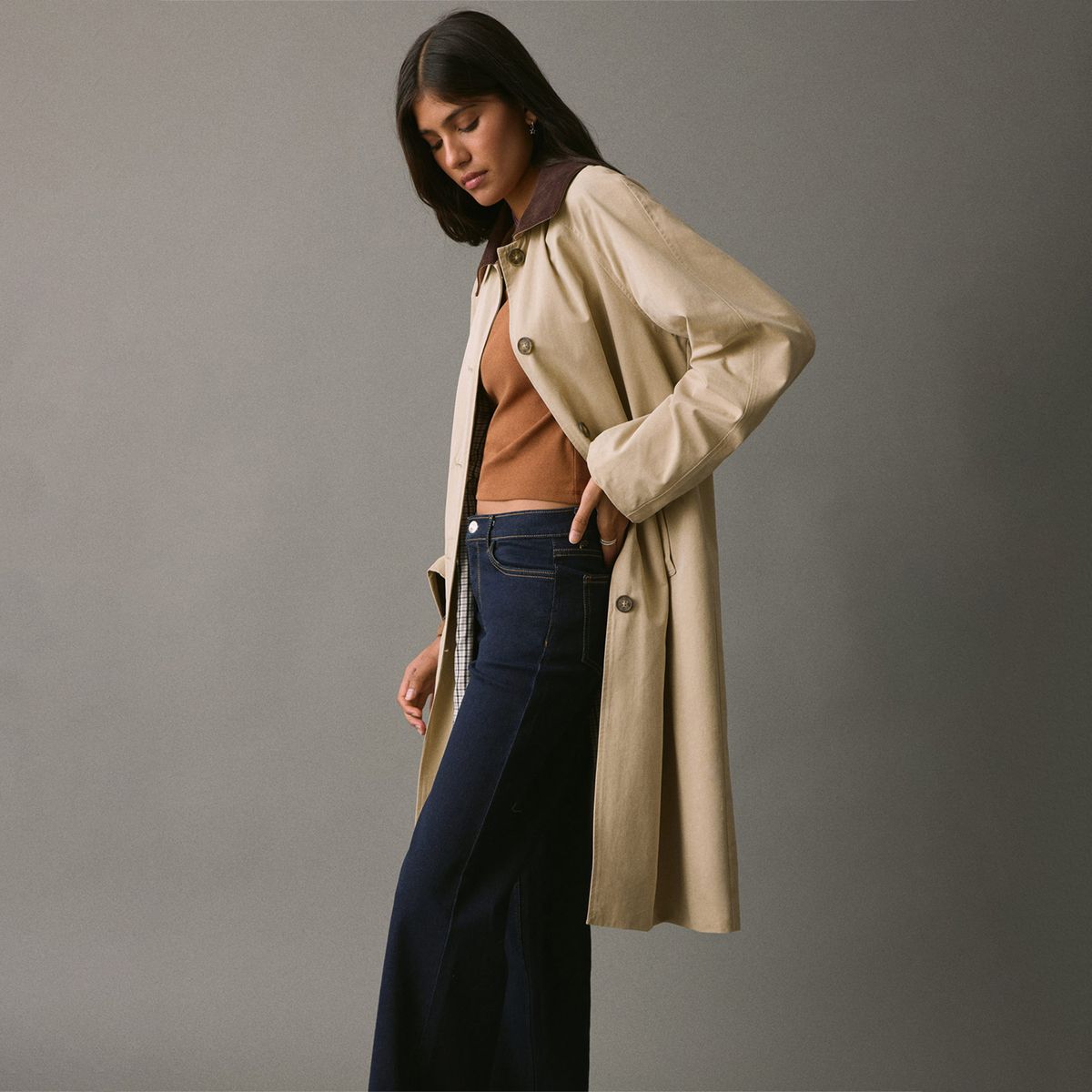 MANGO TEEN - Trench Largo Mujer Mango Teen