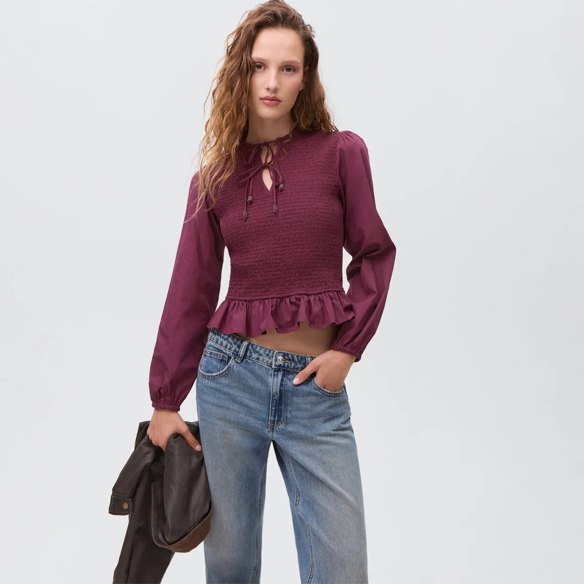 MANGO TEEN - Blusa Manga Larga Mujer Mango Teen