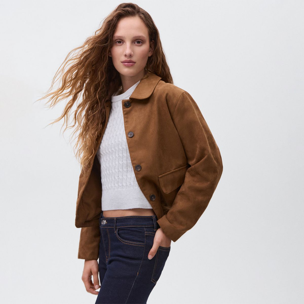 MANGO TEEN - Casaca Efecto Suede Mujer Mango Teen