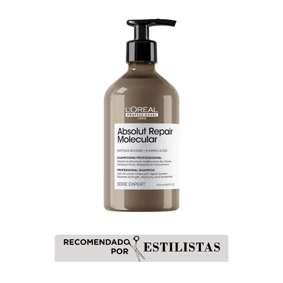 LOREAL PROFESSIONNEL - Pack Loreal Professionnel Absolut Repair Molecular: Shampoo 500ml + Mascarilla 250ml Para Cabello Dañado