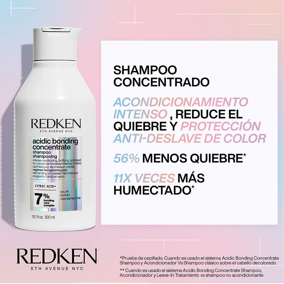REDKEN - Pack Redken Acidic Bonding Concentrate: Shampoo 300ml + Acondicionador 300ml Para Cabello Dañado