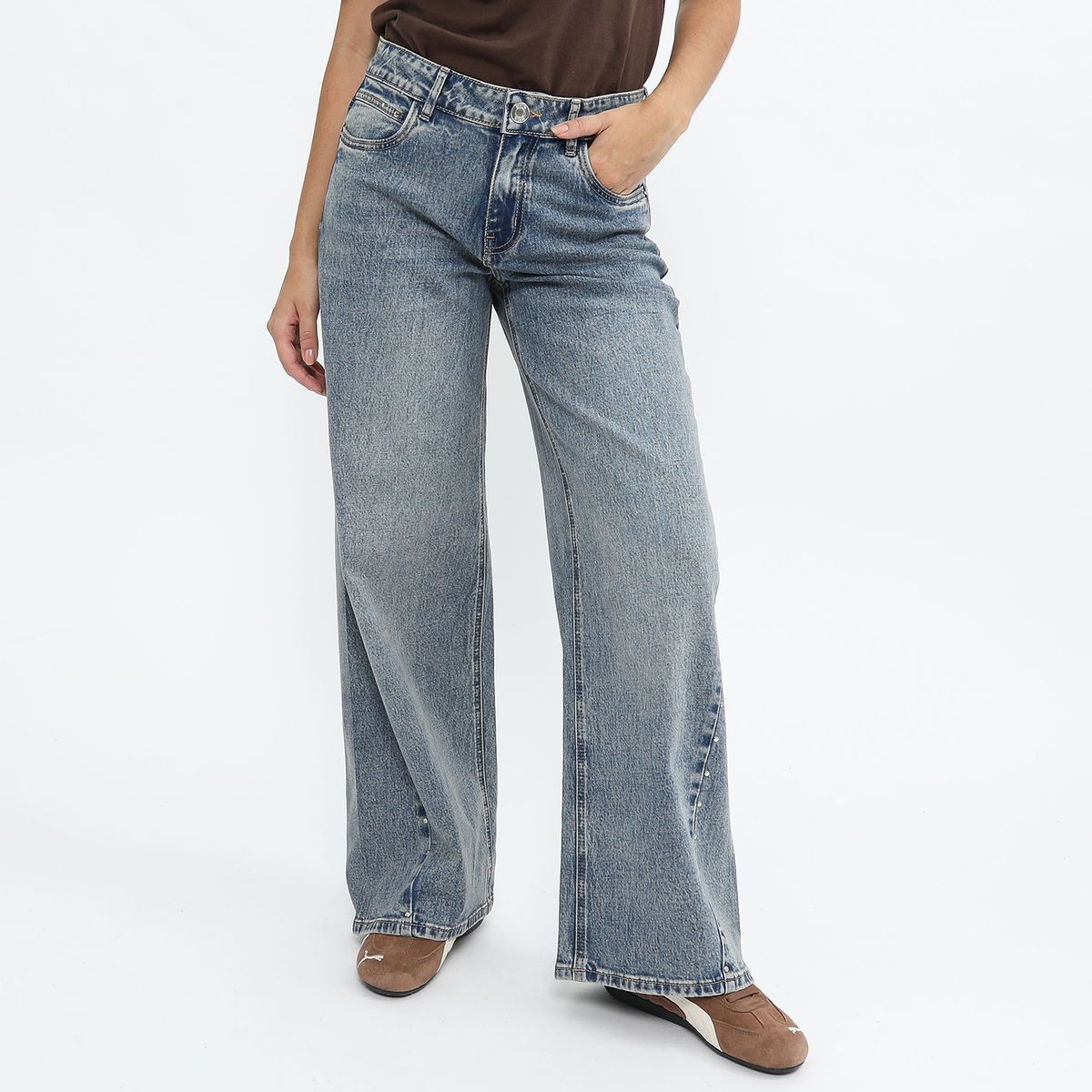 SYBILLA - Jean Wide Leg Tiro Medio Mujer Sybilla