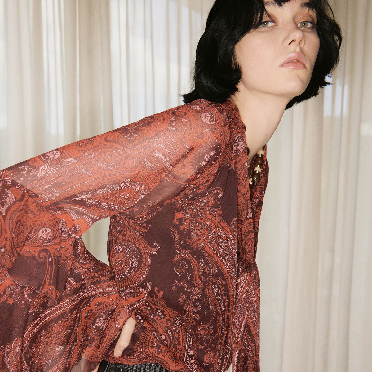 MANGO - Blusa Manga Larga Mujer Mango