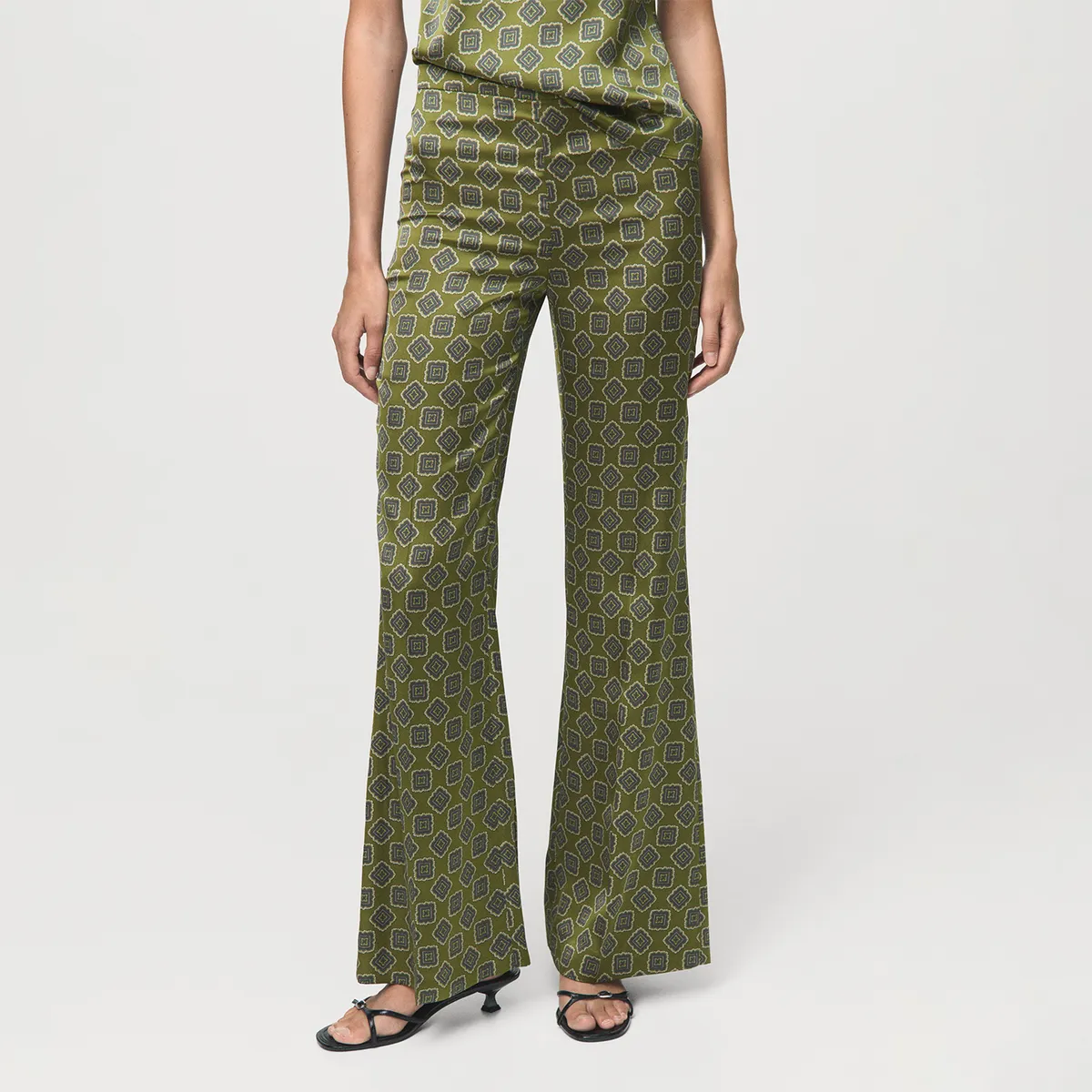 MANGO - Pantalón Flare Tiro Alto Mujer Mango