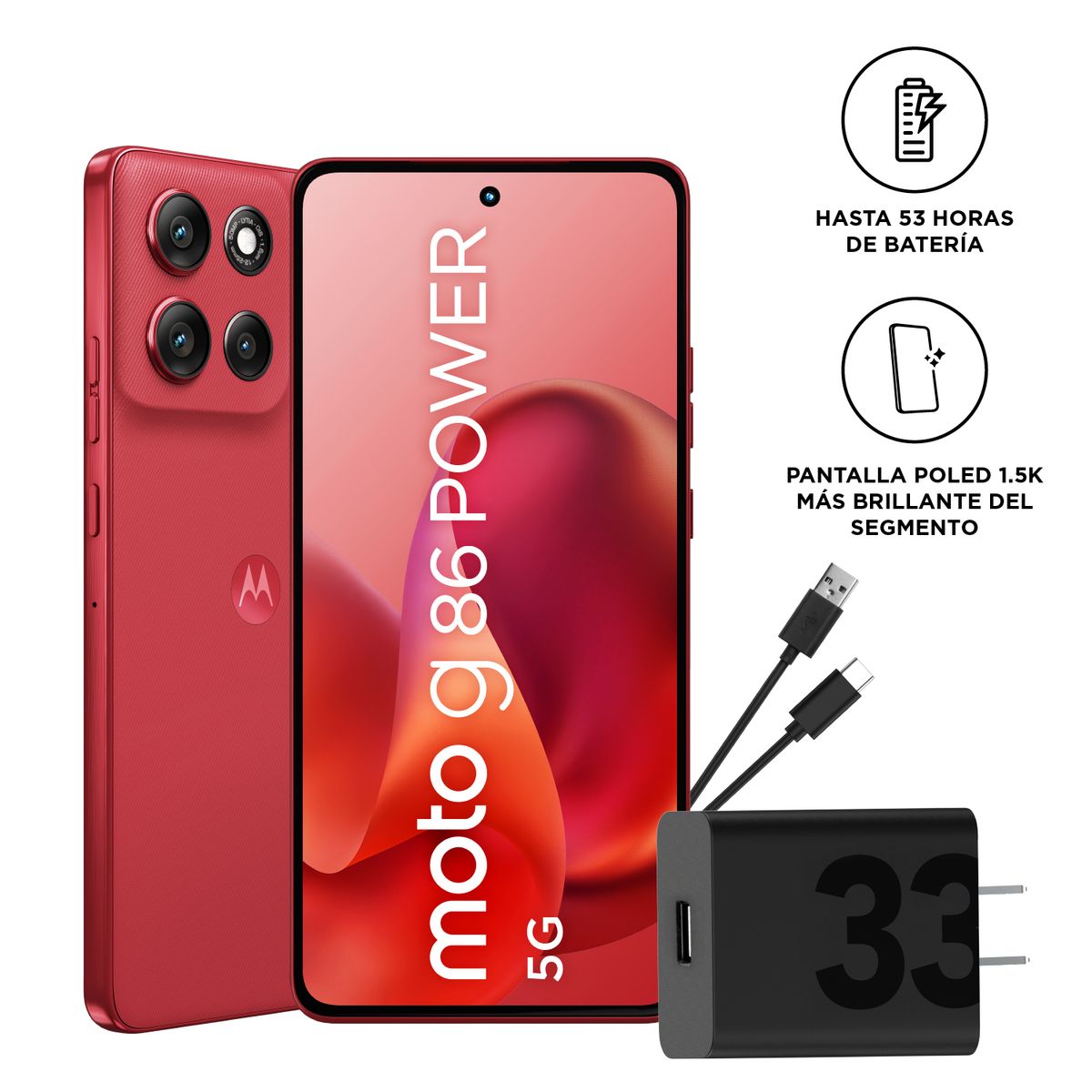 MOTOROLA - Celular Moto G86 Power 8gb+256gb Cereza