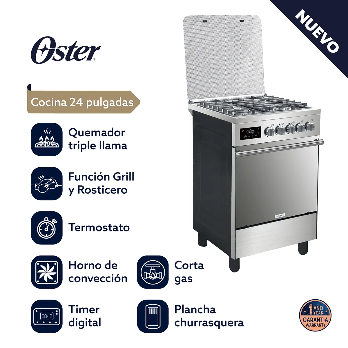 OSTER - Cocina OSPGSGC24042GRCISM Oster