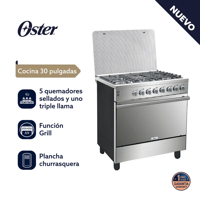 Cocina De Pie a Gas OSTER 5 Quemadores OS-PGSGC30051GISM Acero Inox