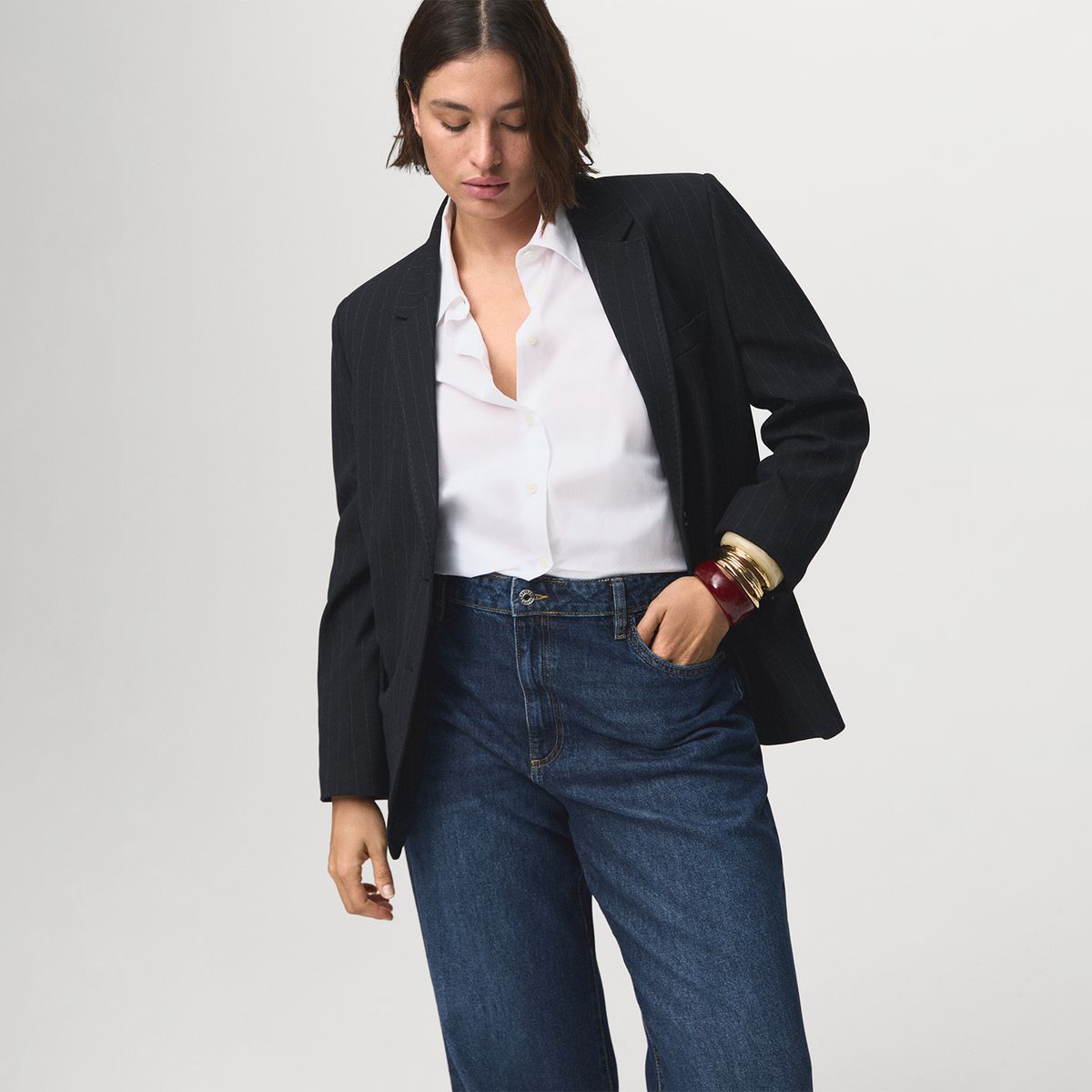 MANGO - Jean Wide Leg Tiro Alto Mujer Mango