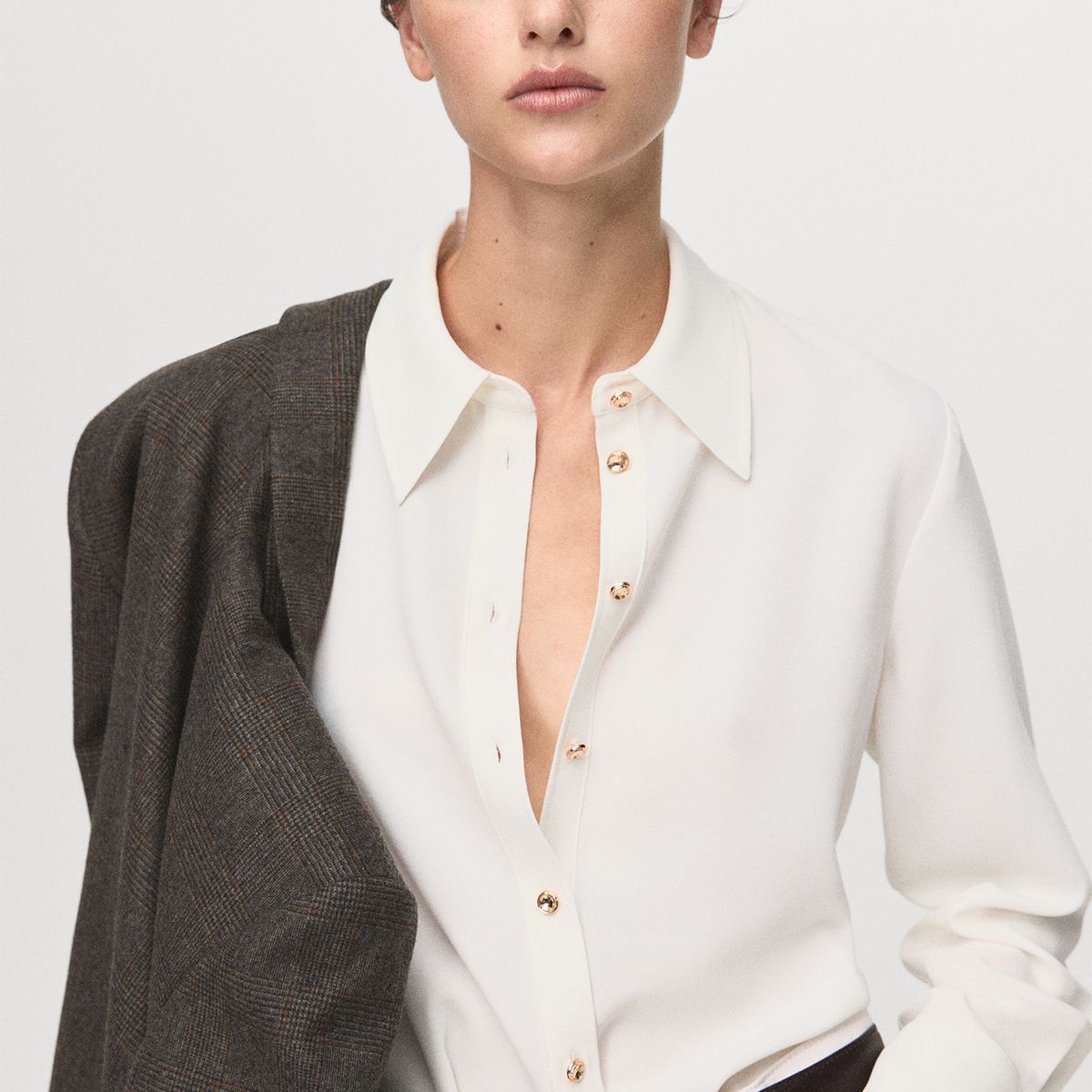 MANGO - Blusa Manga Larga Mujer Mango