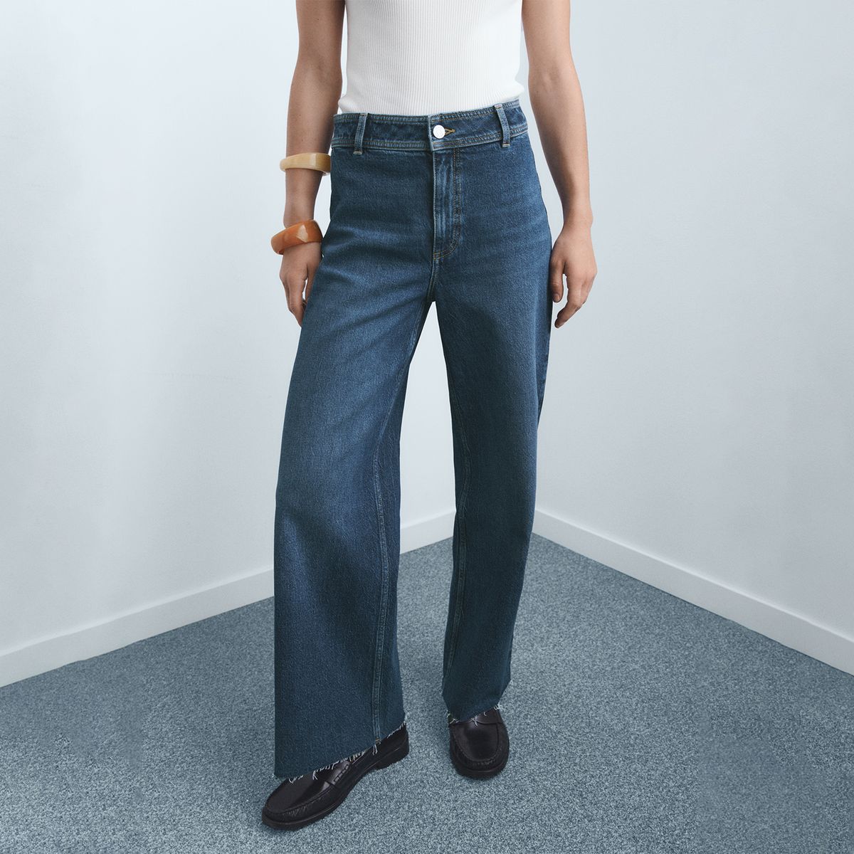 MANGO - Jean Wide Leg Tiro Alto Mujer Mango