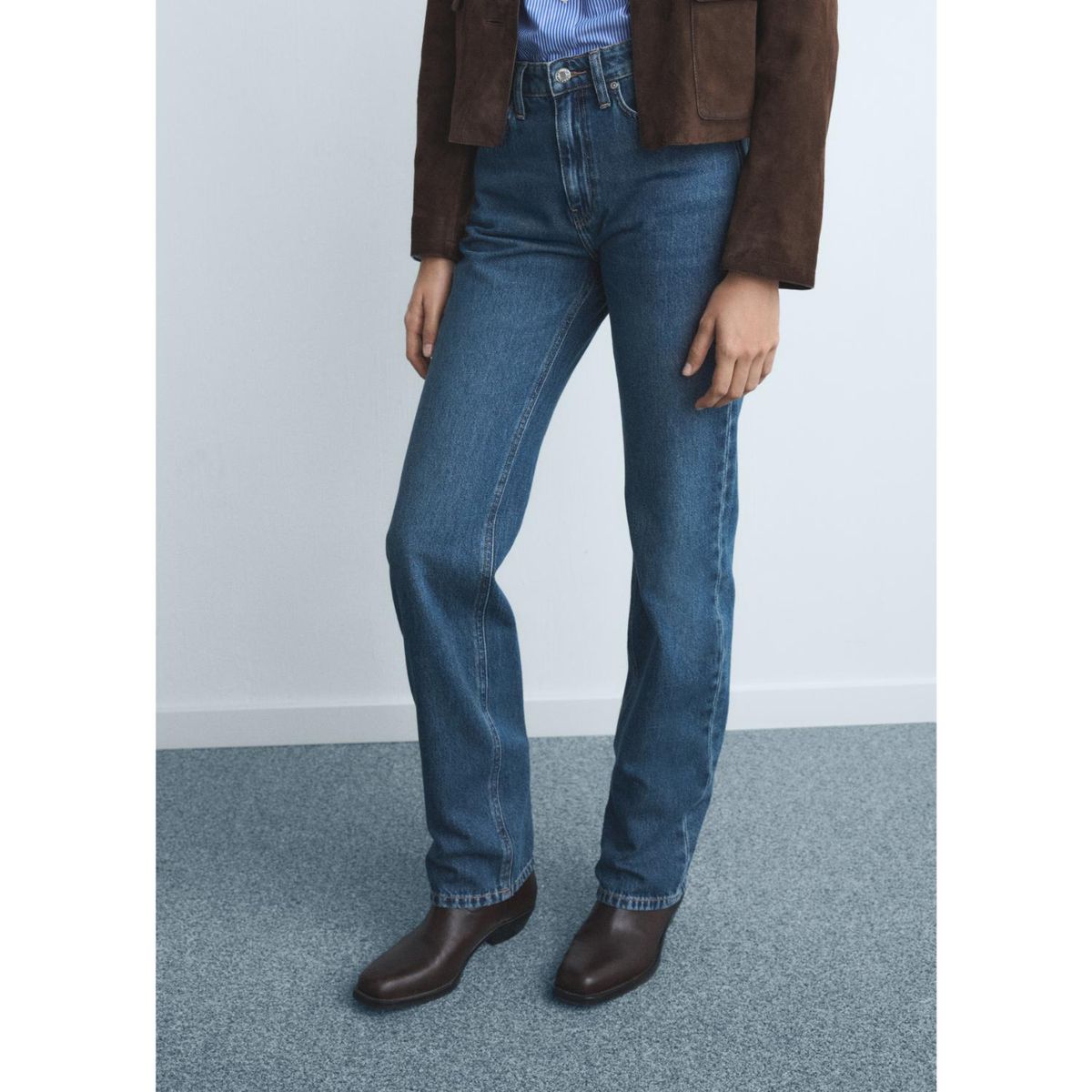 MANGO - Jean Straight Tiro Medio Mujer Mango
