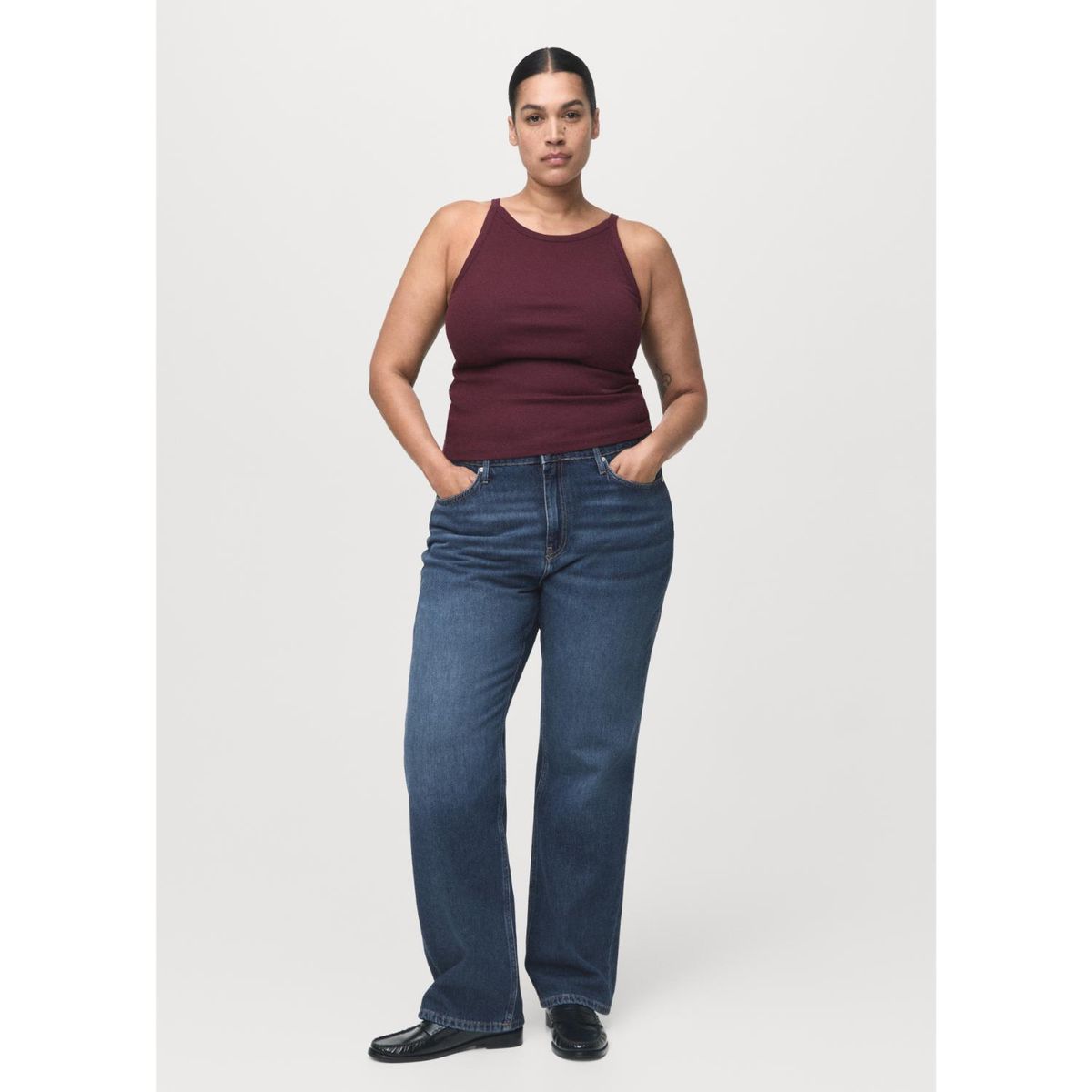MANGO - Jean Straight Tiro Medio Mujer Mango