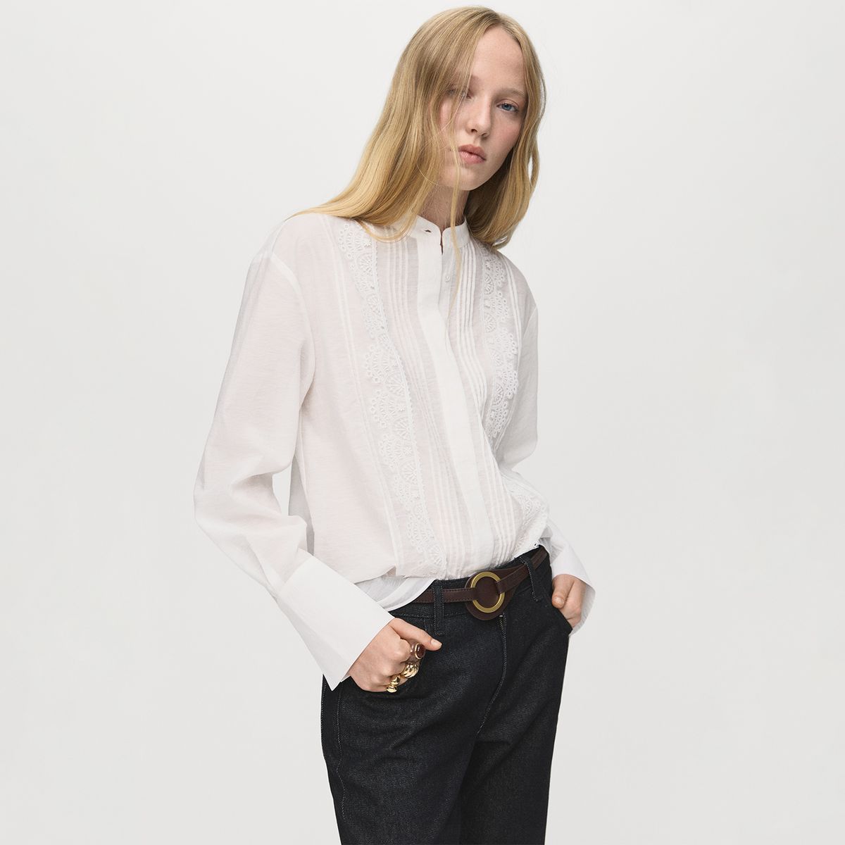 MANGO - Blusa Manga Larga Mujer Mango