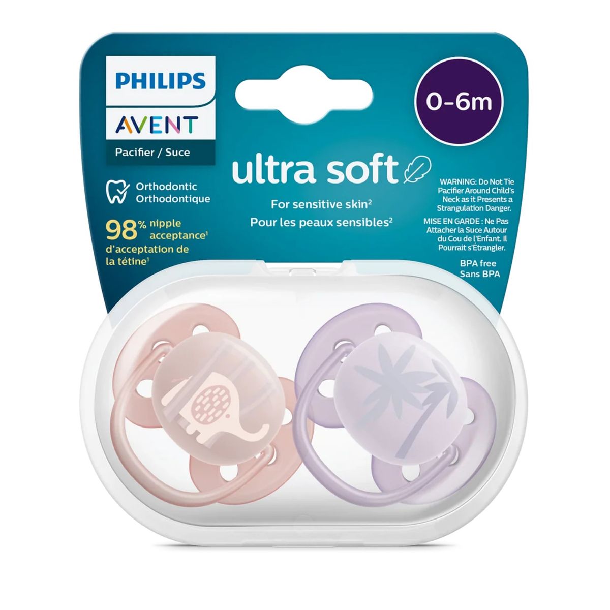 PHILIPS AVENT - Chupón Ultra Soft 0-6m Pack X2 Niña