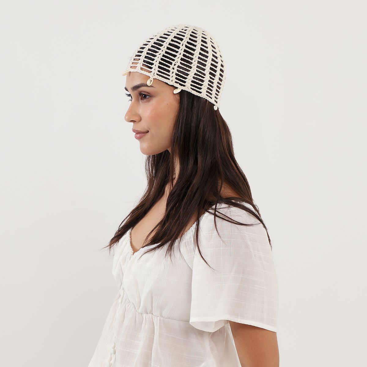 SYBILLA - Gorro Crochet Conchitas Mujer Sybilla