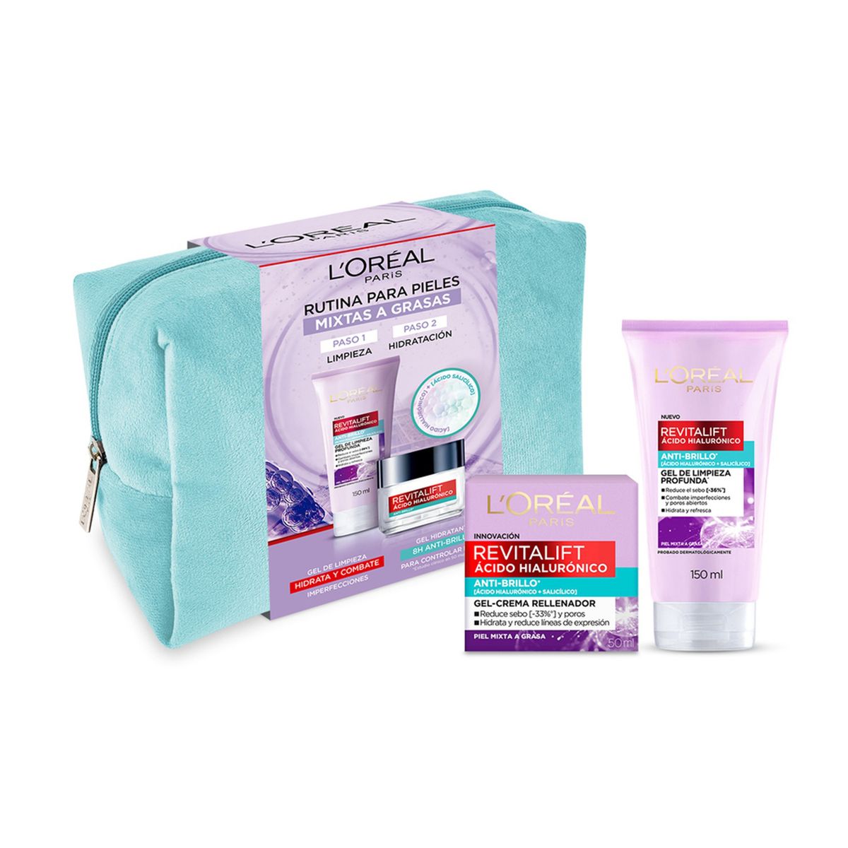 LOREAL PARIS - Pack Crema Gel  + Gel Limpiador Ah L'oreal Paris