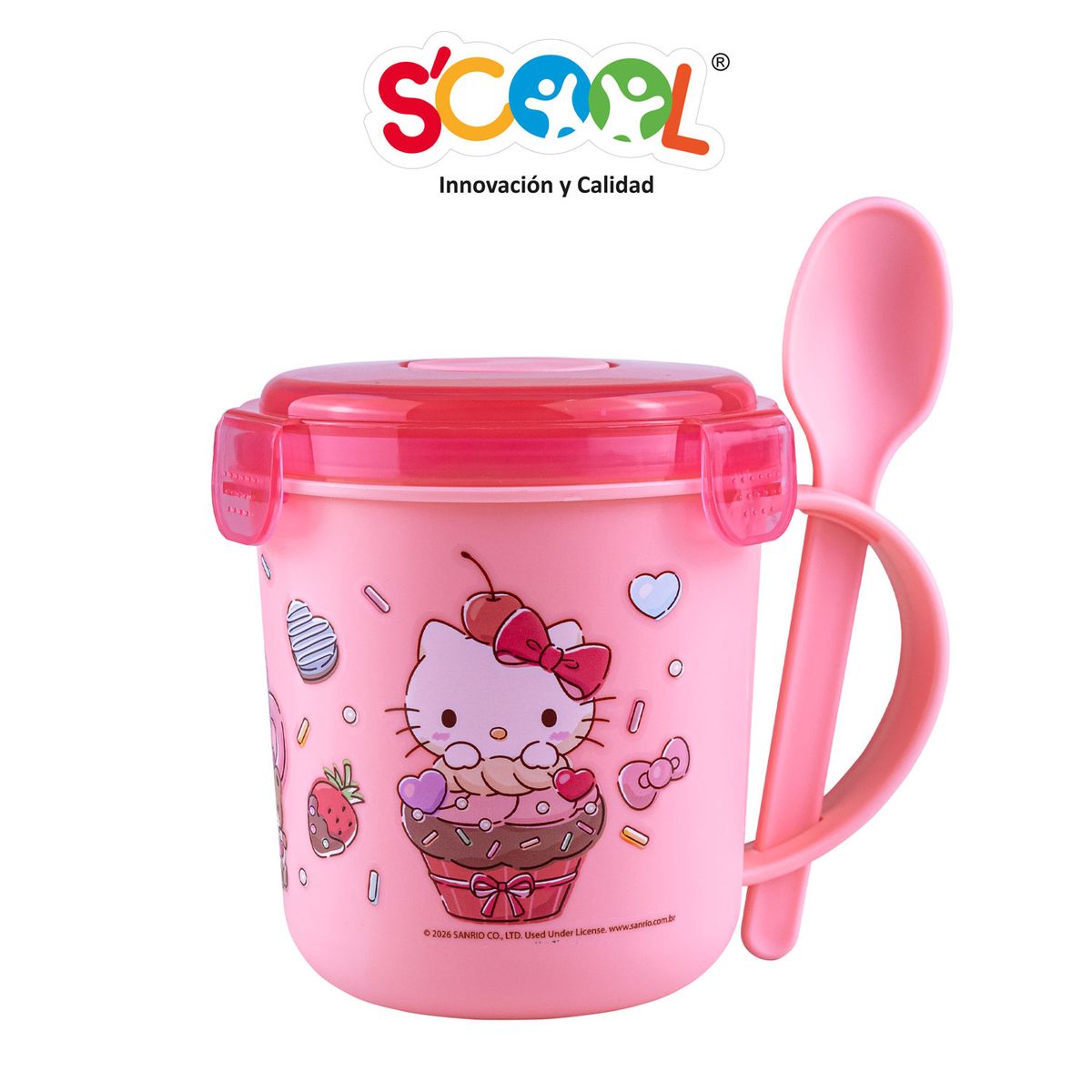SCOOL - Vaso Snack Con Cuchara 500ml Pp Scool Ranger Hello Kitty
