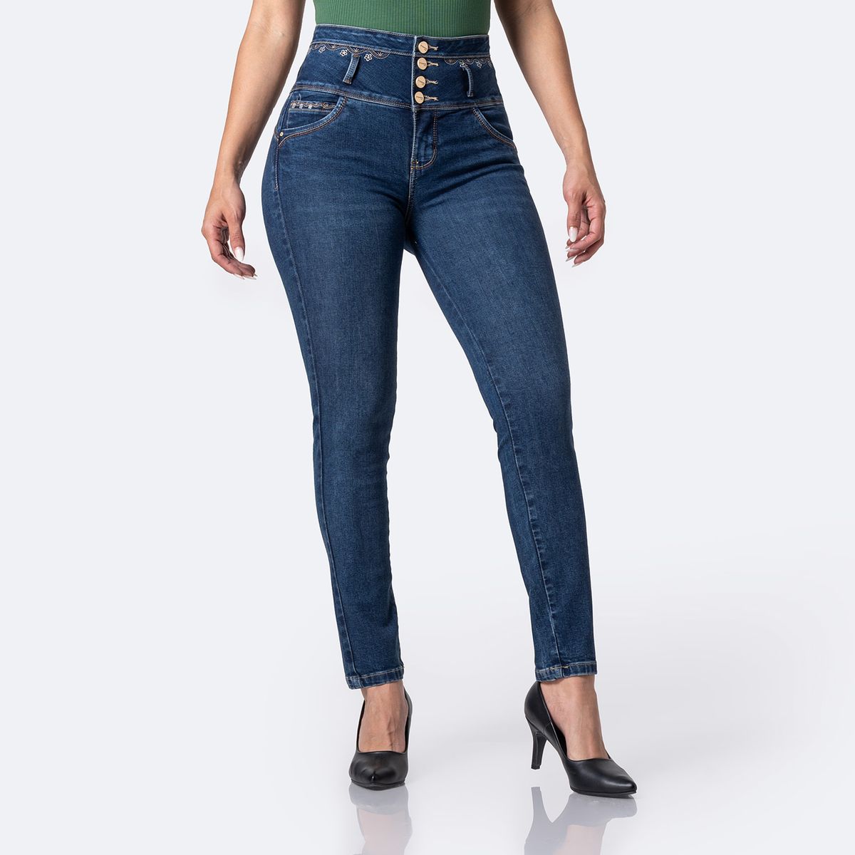 PIONIER - Jean Skinny Tiro Alto Mujer Pionier