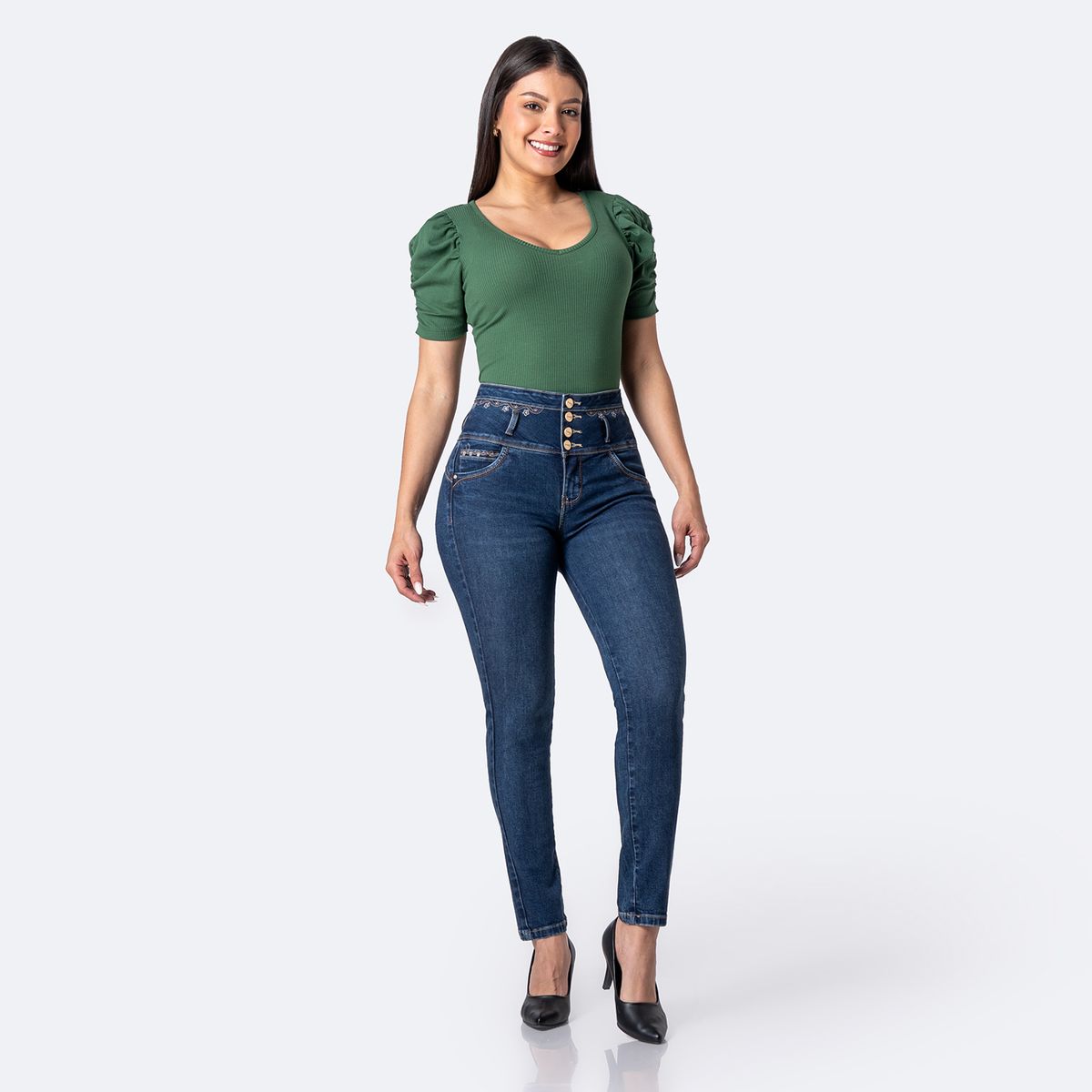 PIONIER - Jean Skinny Tiro Alto Mujer Pionier
