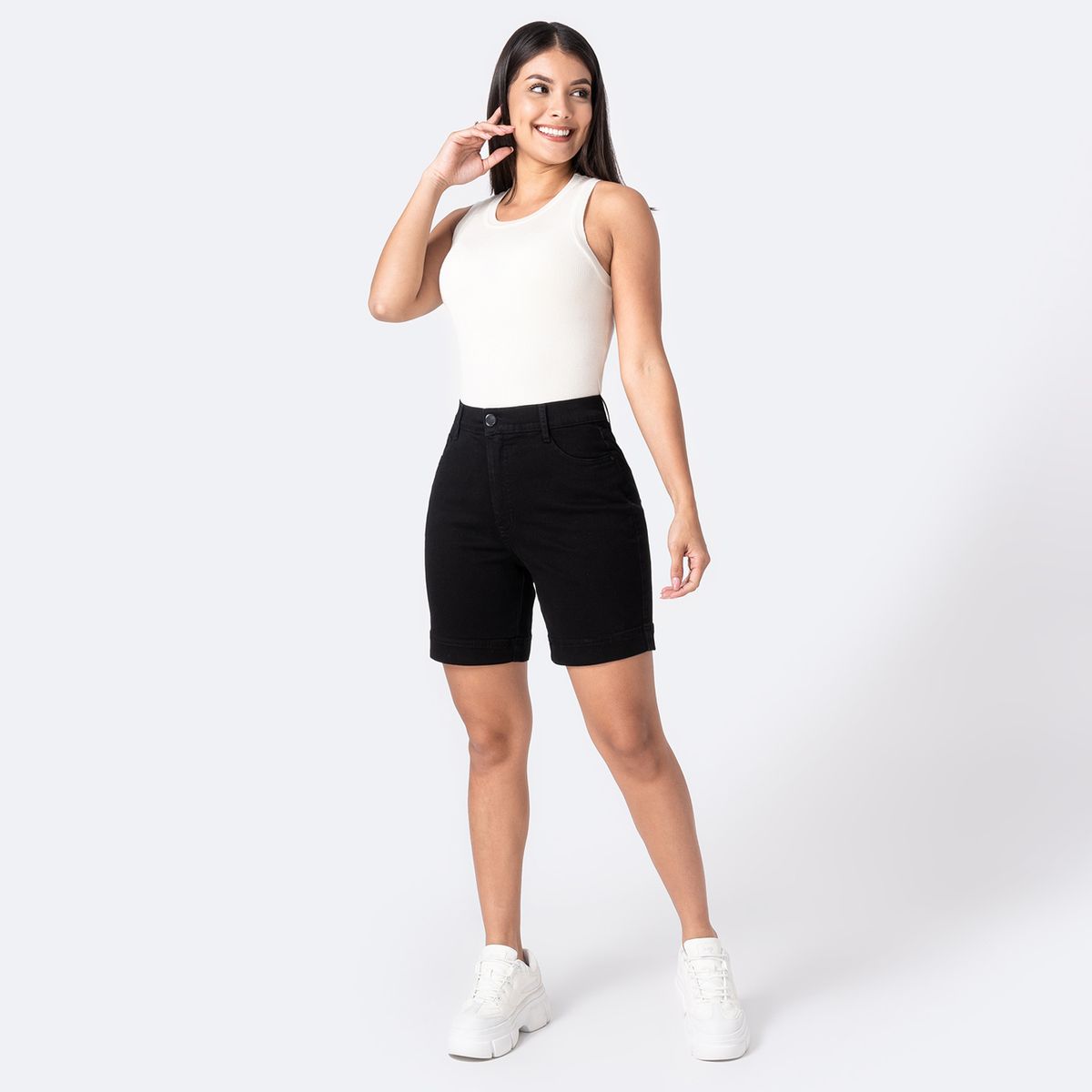 PIONIER - Bermuda Jean Slim Fit Mujer Pionier