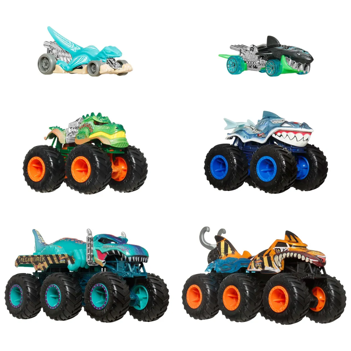HOT WHEELS - Vehículo De Juguete Shark Vs Dino Multipack Monster Trucks Hot Wheels