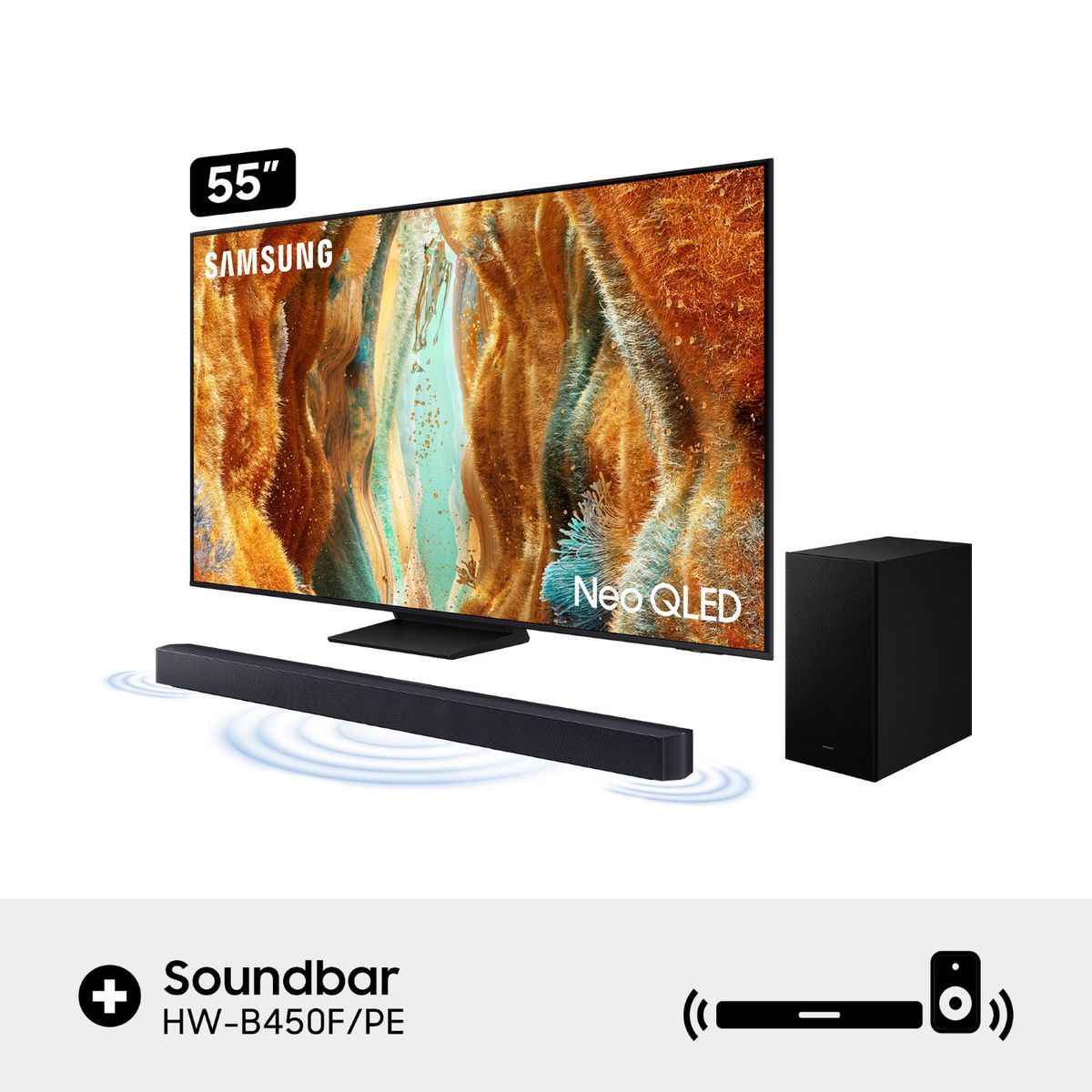 SAMSUNG - Televisor Samsung 55" Neo Qled 4k Qn70f Vision Ai Smart Tv (2025) + Soundbar B450f