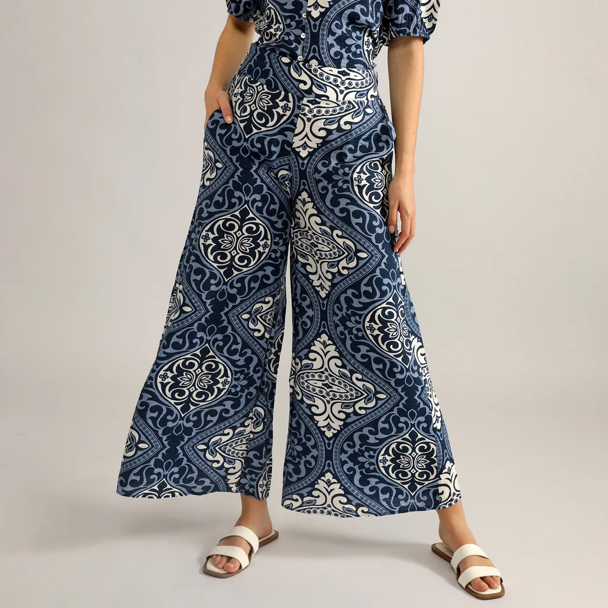 ELLE - Pantalón Tiro Medio Mujer Elle