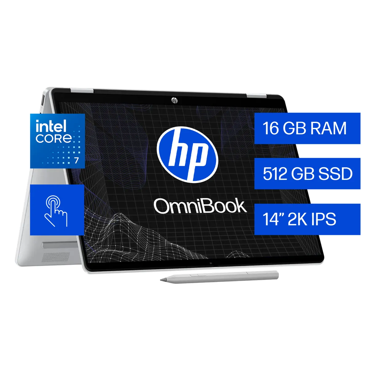 HP - Laptop Hp Omnibook 5 Flip 2-in-1  Intel Core 7 16 Gb Ram 512 Gb Ssd 14" Pantalla Táctil 14-fp0070la
