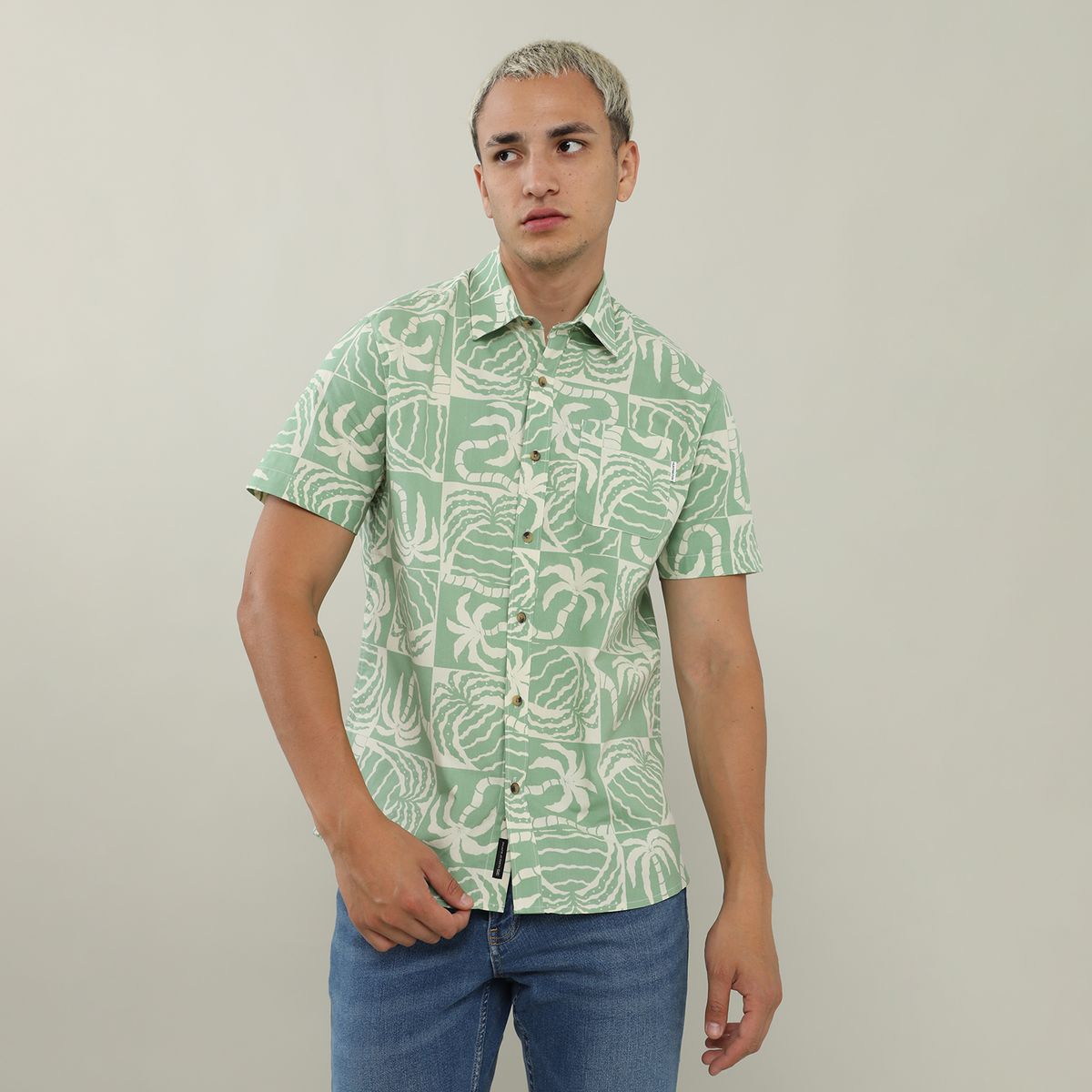 HUNTINGTON - Camisa 100% Algodón  Manga Corta Huntington