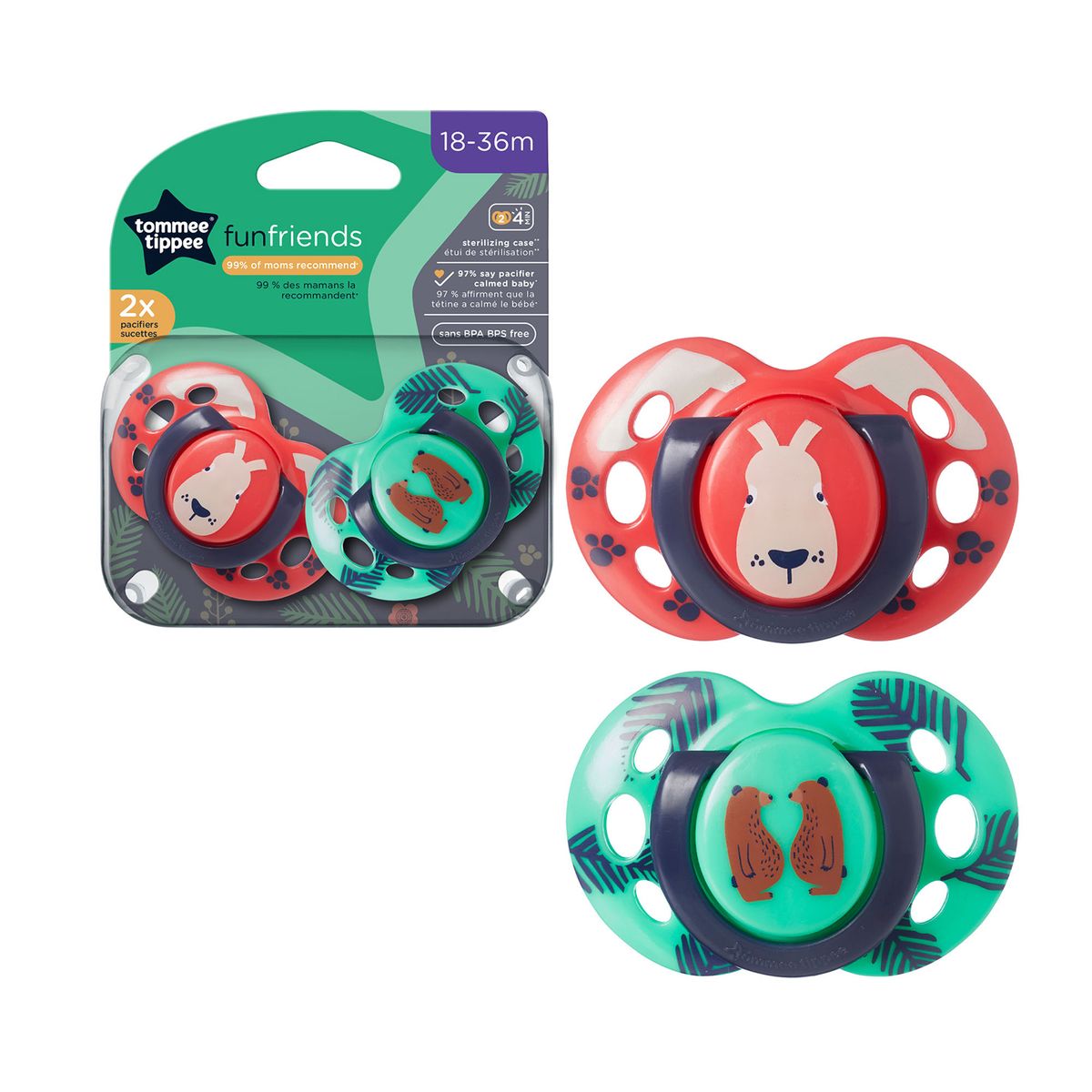 TOMMEE TIPPEE - Chupón Fun Style 18-36m Niña Pack X2