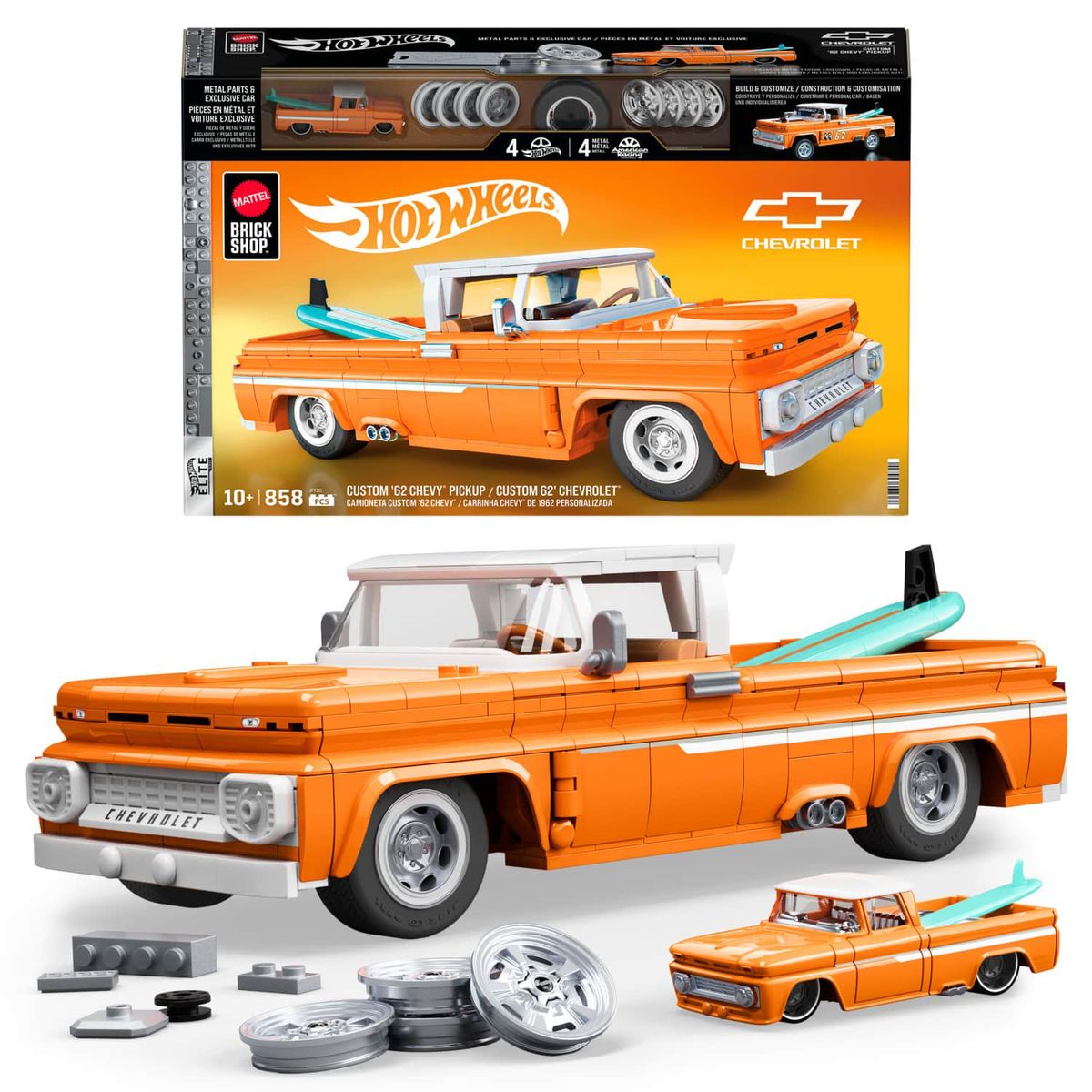 MATTEL - Juguete De Construcción Elite Custom Chevy '62 Pickup Escala 1:16 Hot Wheels
