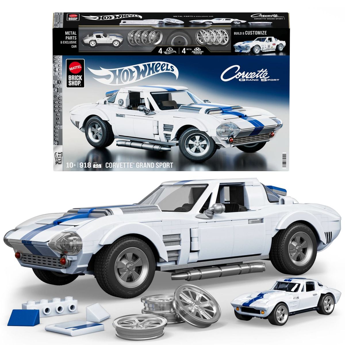  - Juguete De Construcción Elite '63 Corvette Grand Sport Escala 1:16 Hot Wheels