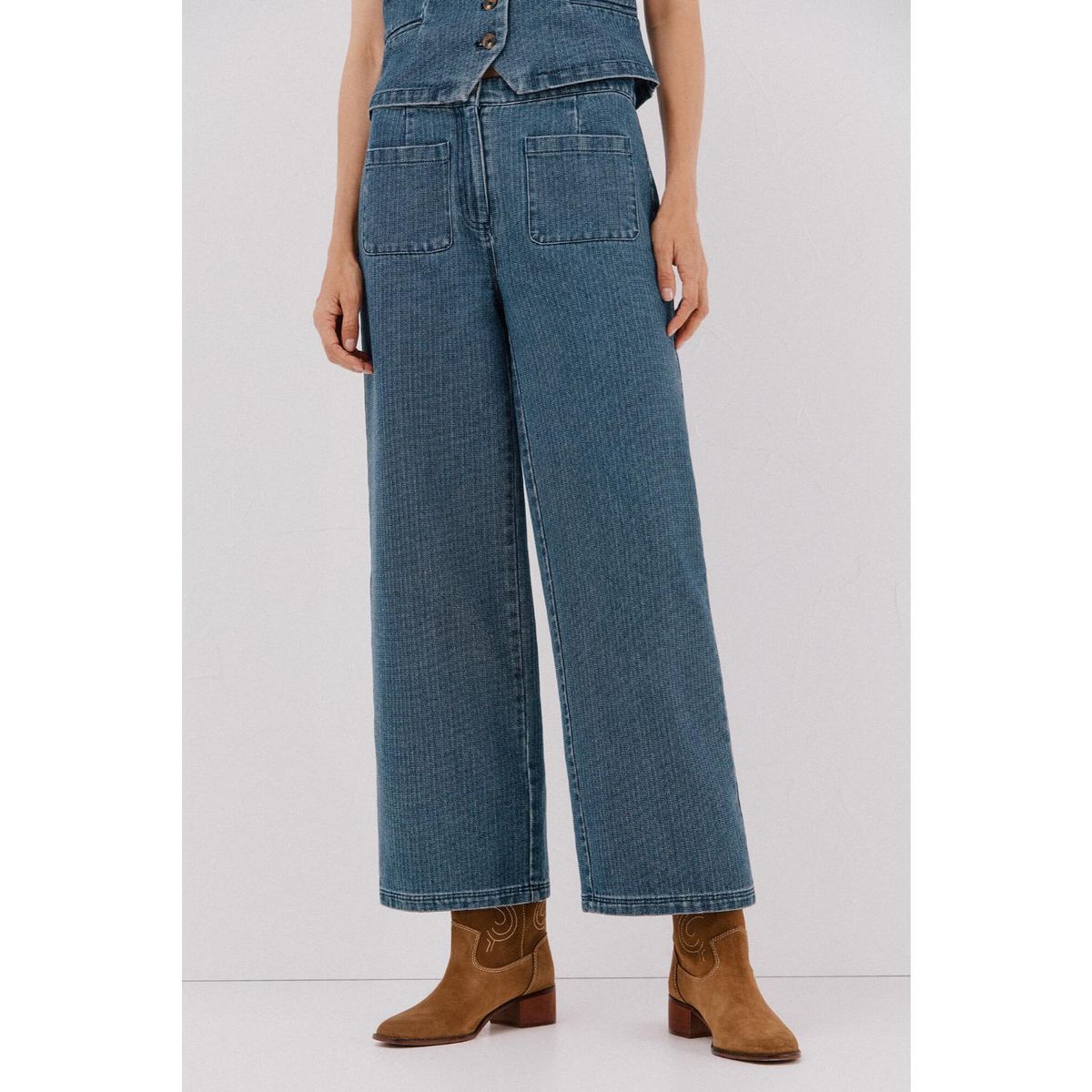 CORTEFIEL - Jean Wide Leg Tiro Medio Mujer Cortefiel