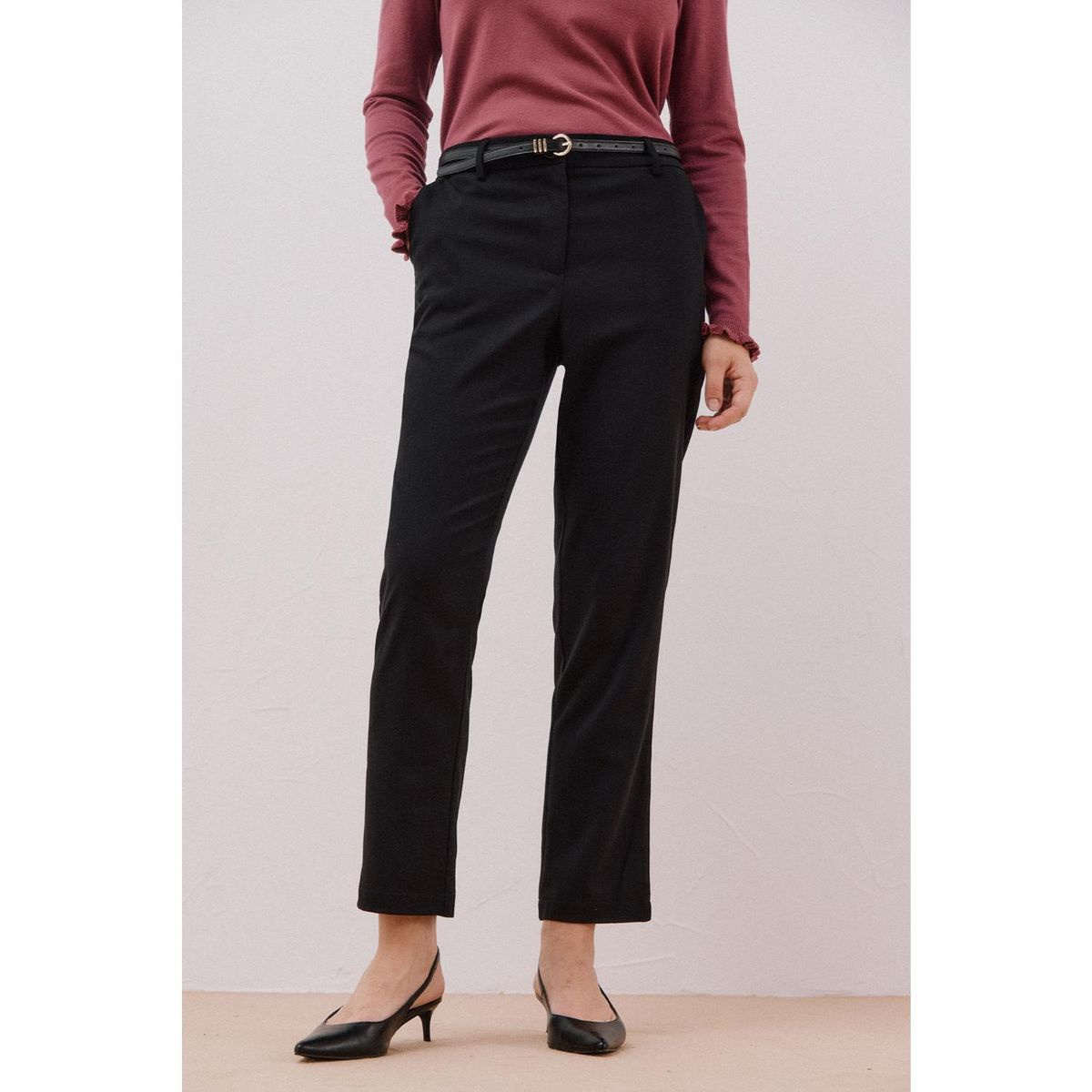 CORTEFIEL - Pantalón Regular Fit Tiro Alto Mujer Cortefiel