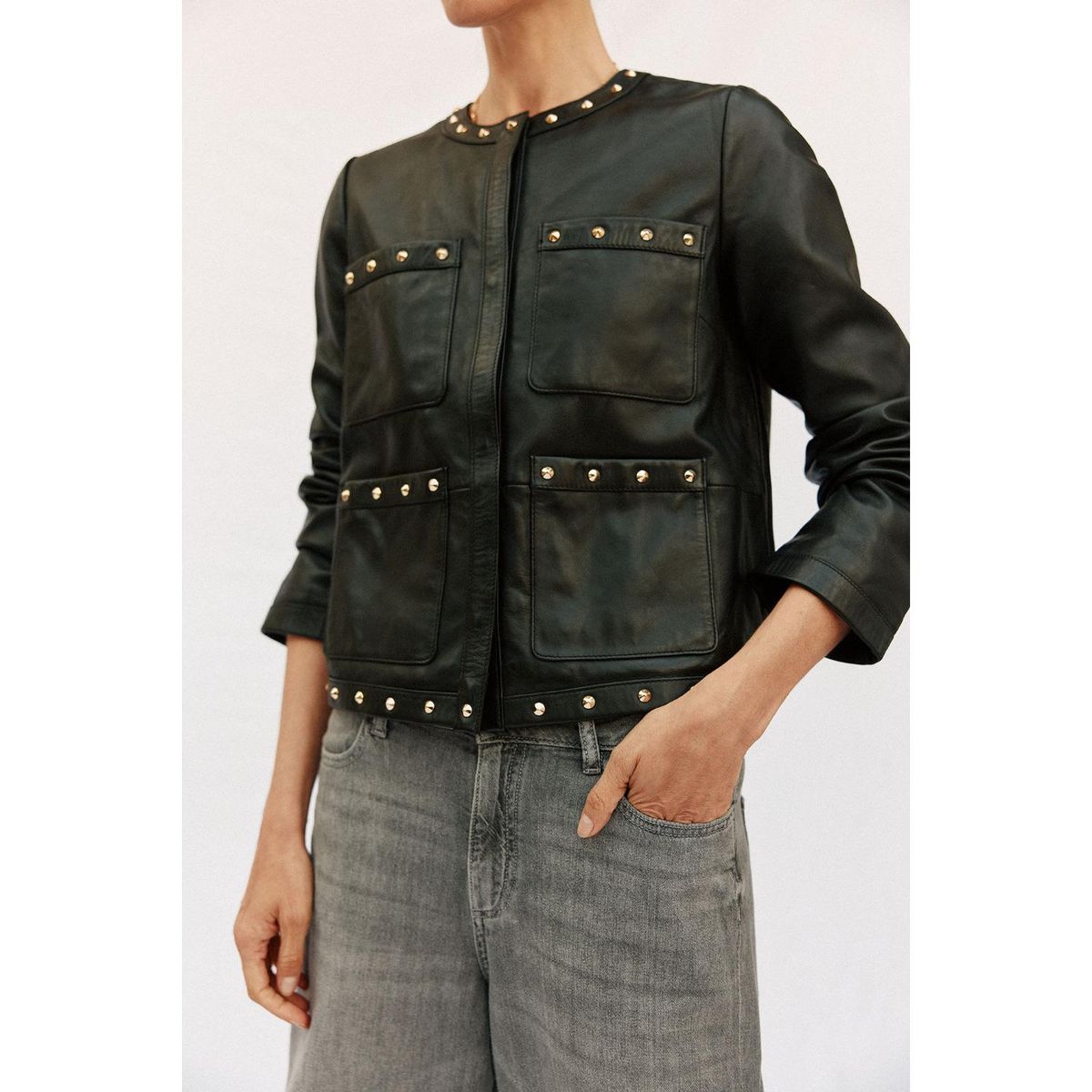 CORTEFIEL - Casaca De Cuero Mujer Cortefiel