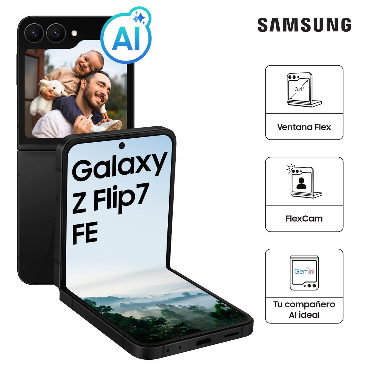 SAMSUNG - Galaxy Z Flip7 Fe 128gb Black